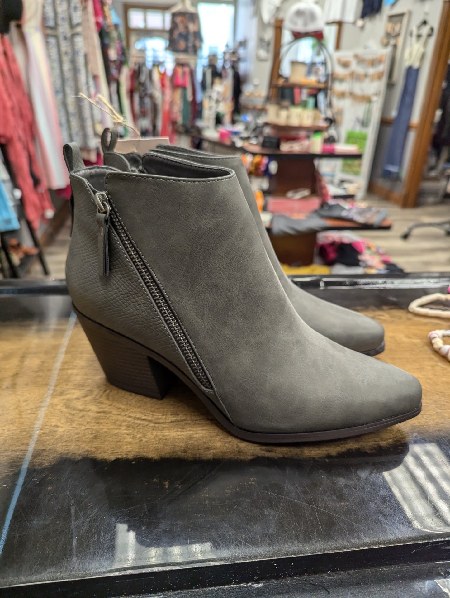 Grey booties size 9.5 - Scarlett's Riverside Boutique