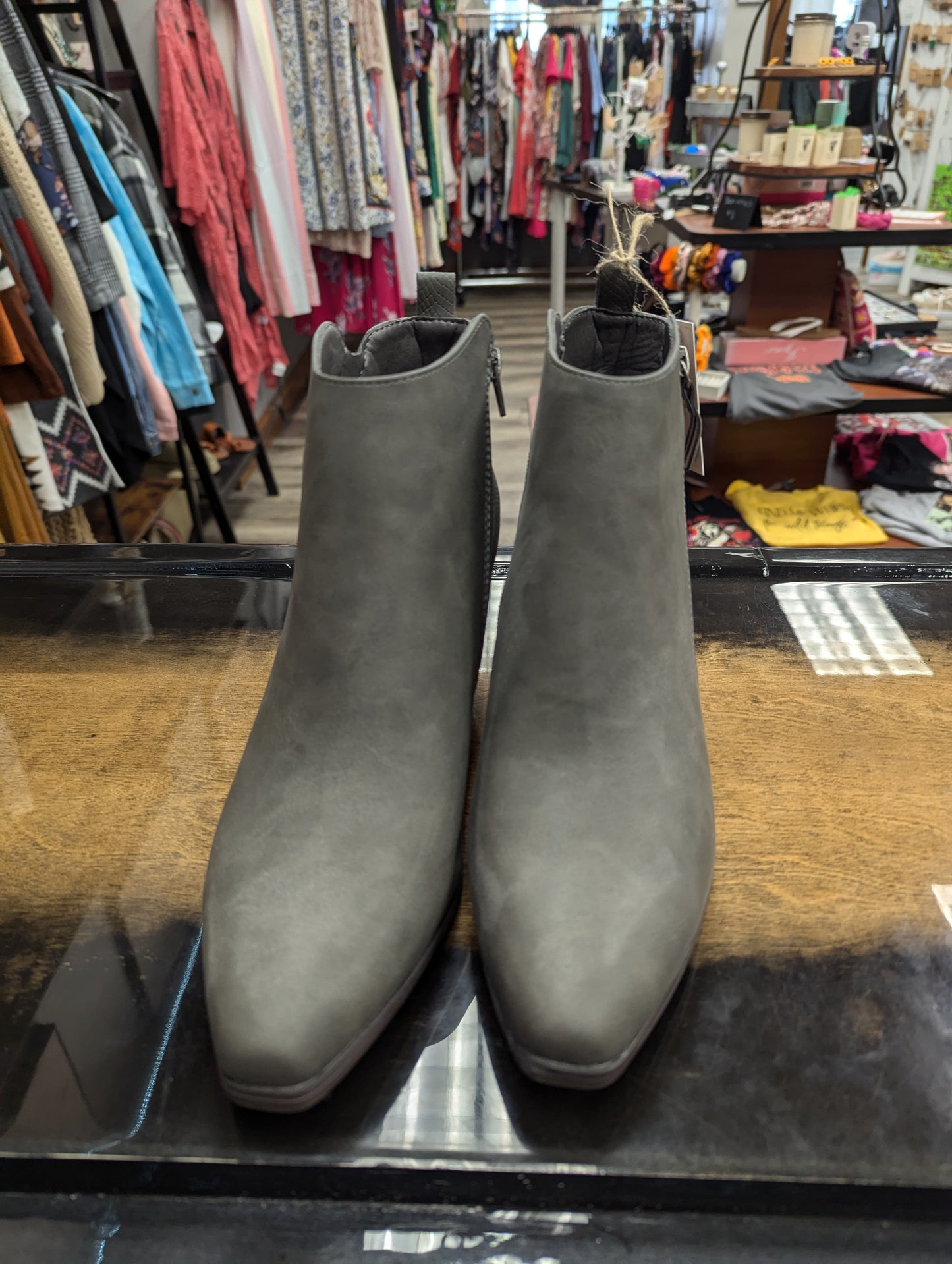 Grey booties size 9.5 - Scarlett's Riverside Boutique