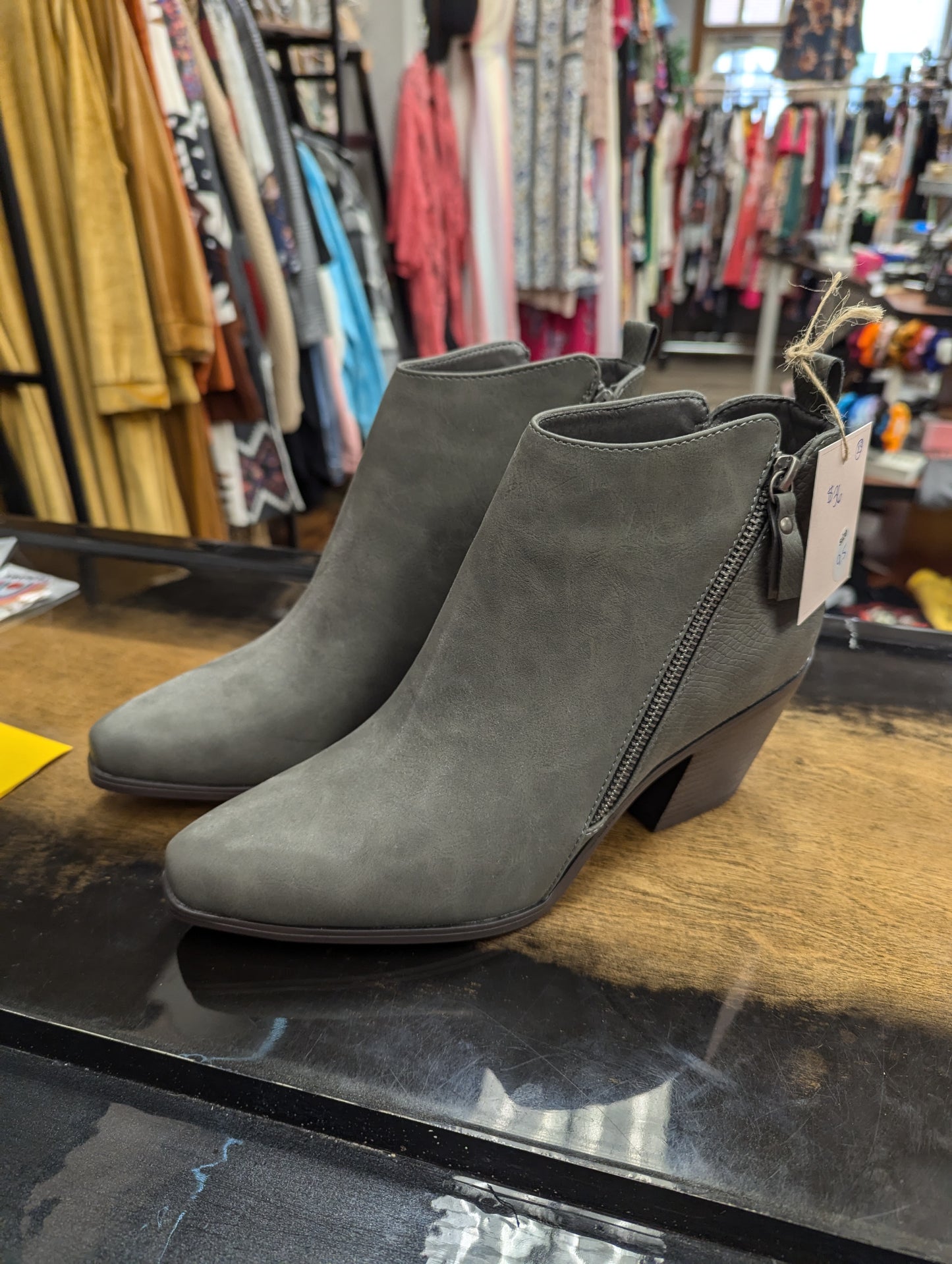 Grey booties size 9.5 - Scarlett's Riverside Boutique