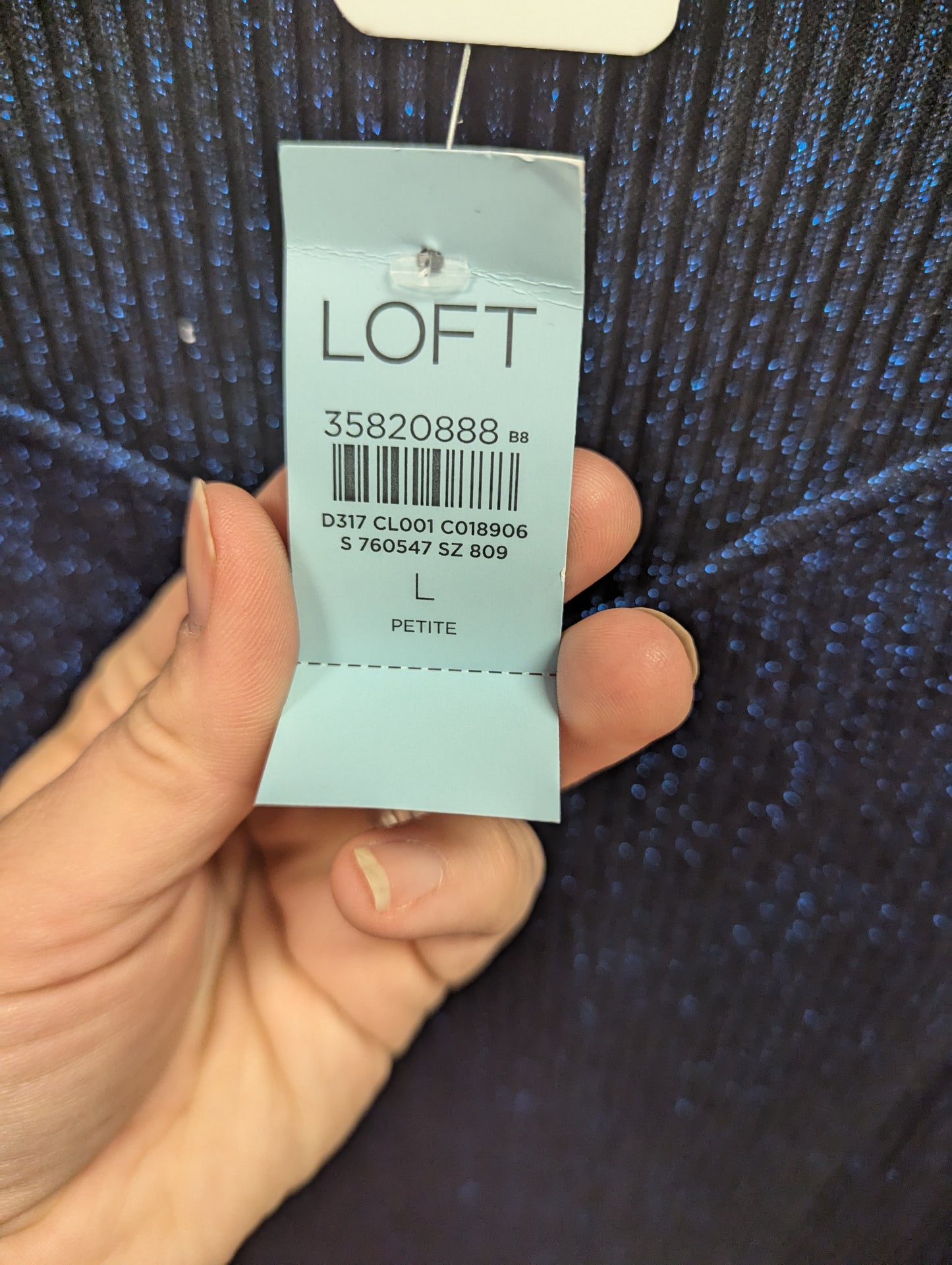 Loft blue shimmer sweater dress. Size L. RS 29. - Scarlett's Riverside Boutique