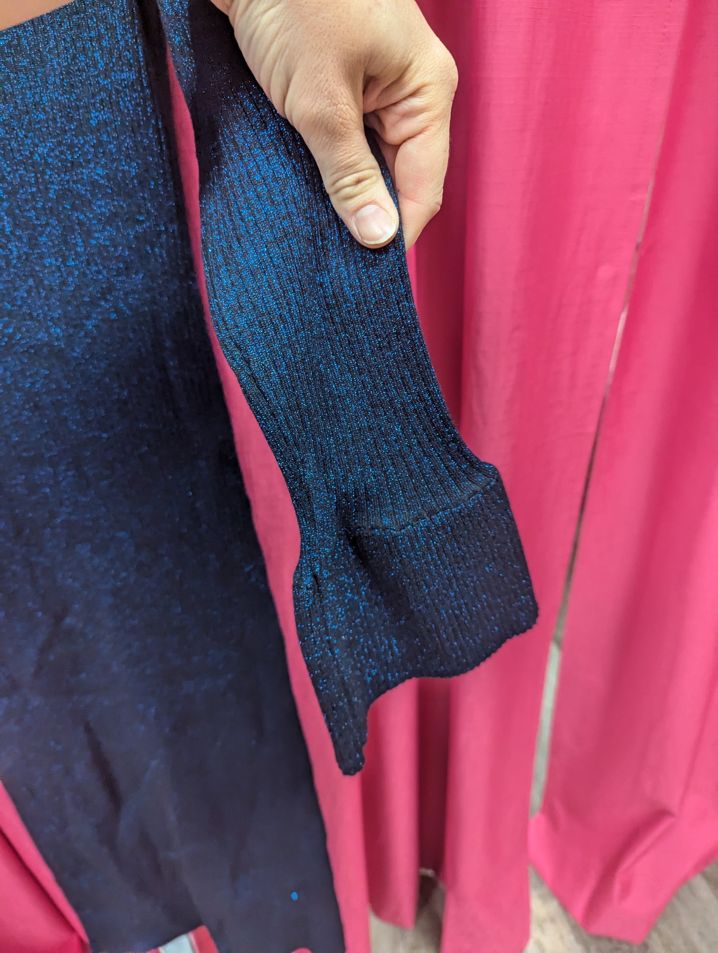 Loft blue shimmer sweater dress. Size L. RS 29. - Scarlett's Riverside Boutique