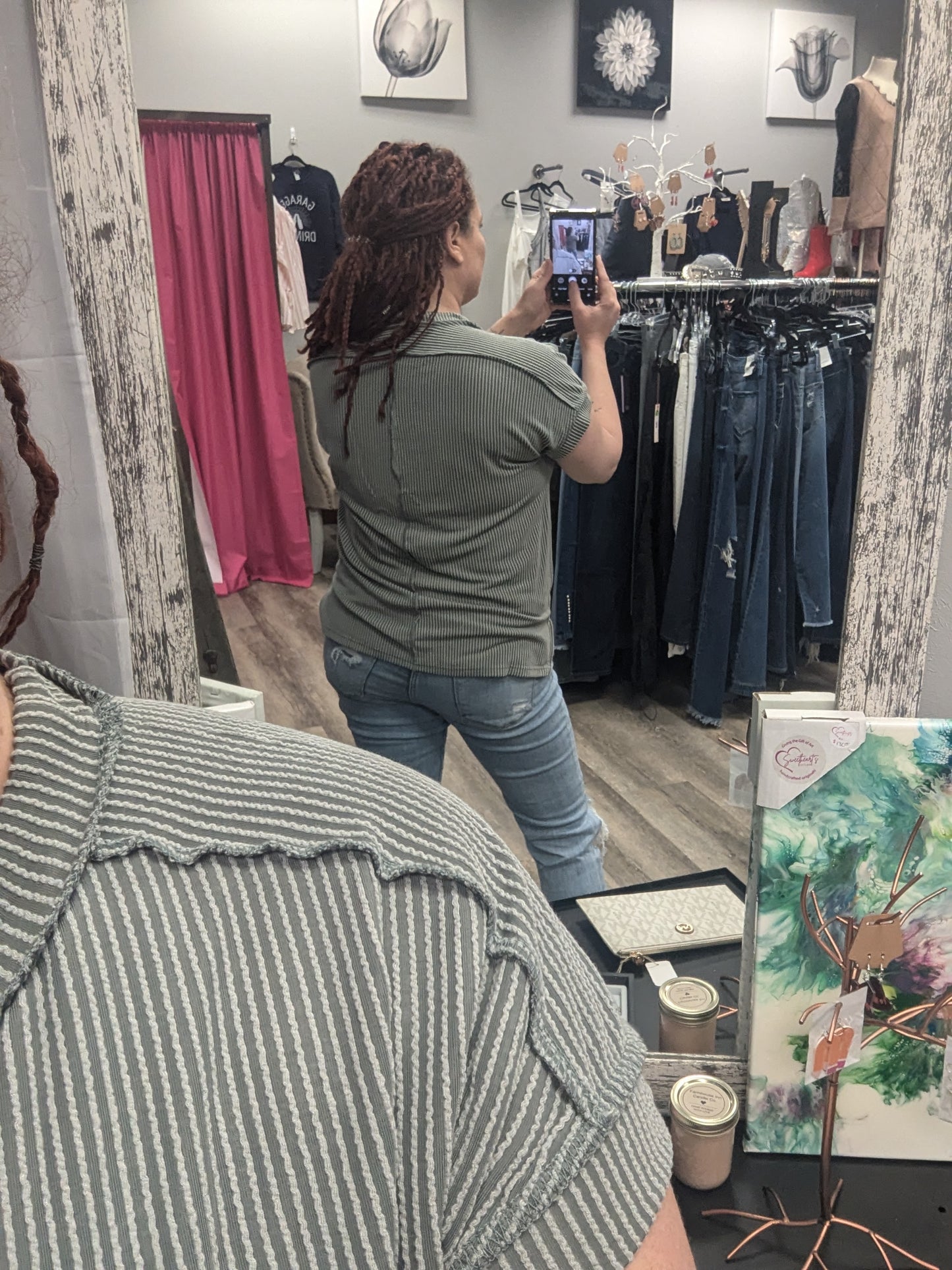 Green striped basic tee - Scarlett's Riverside Boutique
