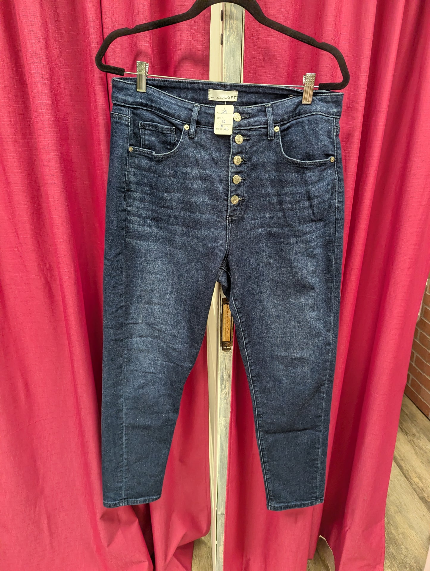 Loft button up skinny jeans. Size 12. RS 29 - Scarlett's Riverside Boutique