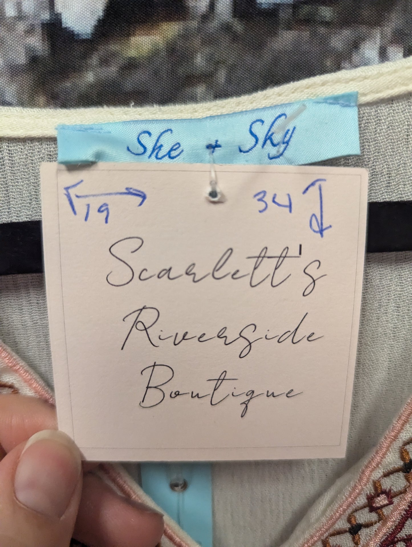 She and sky cotton boho dress. Size L - Scarlett's Riverside Boutique