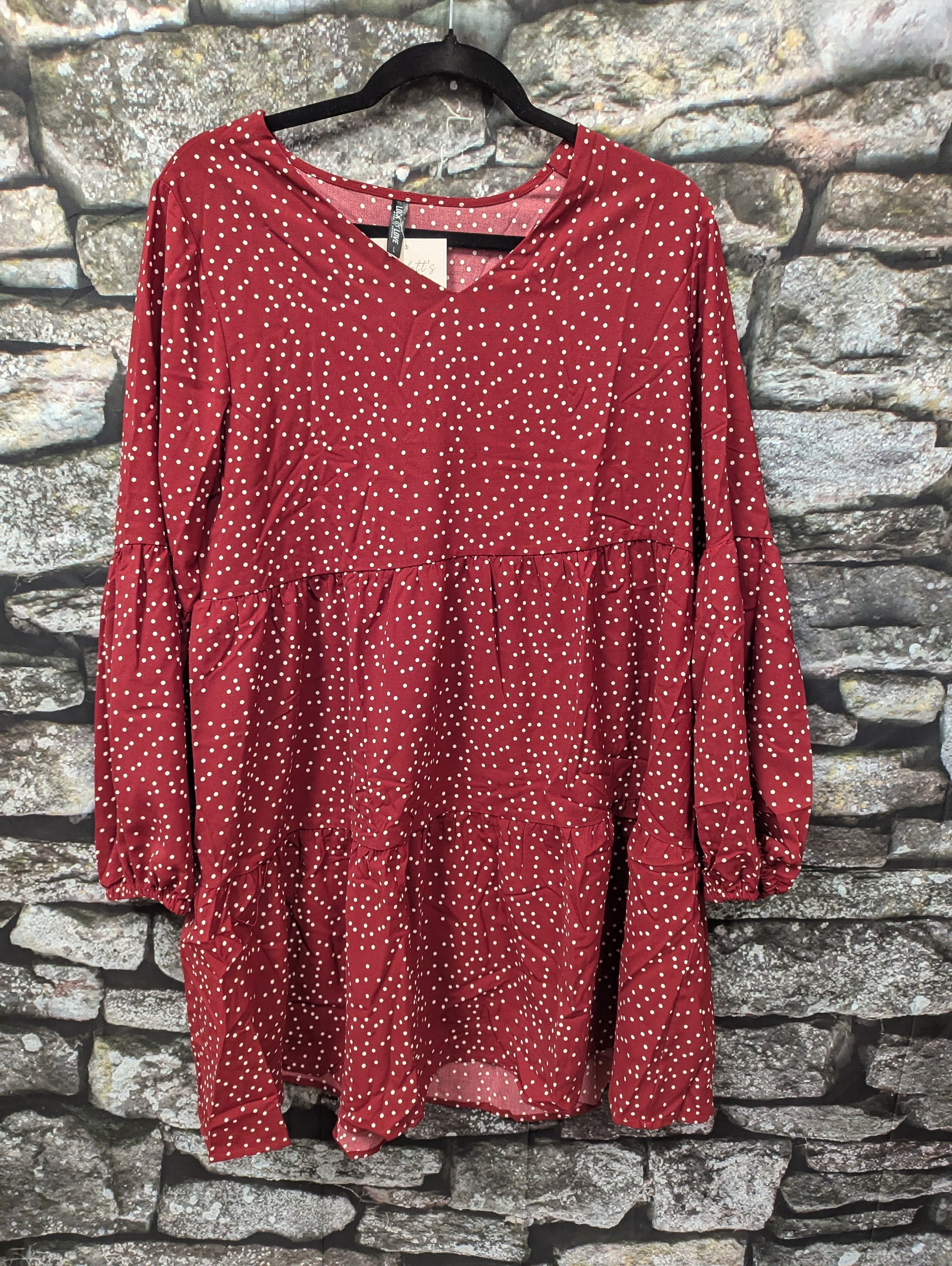 Red long sleeve dot dress - Scarlett's Riverside Boutique