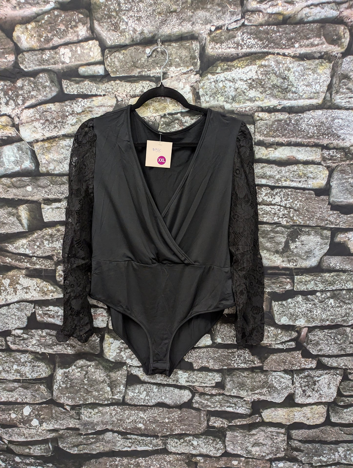 Black lace sleeve bodysuit 2xl - Scarlett's Riverside Boutique