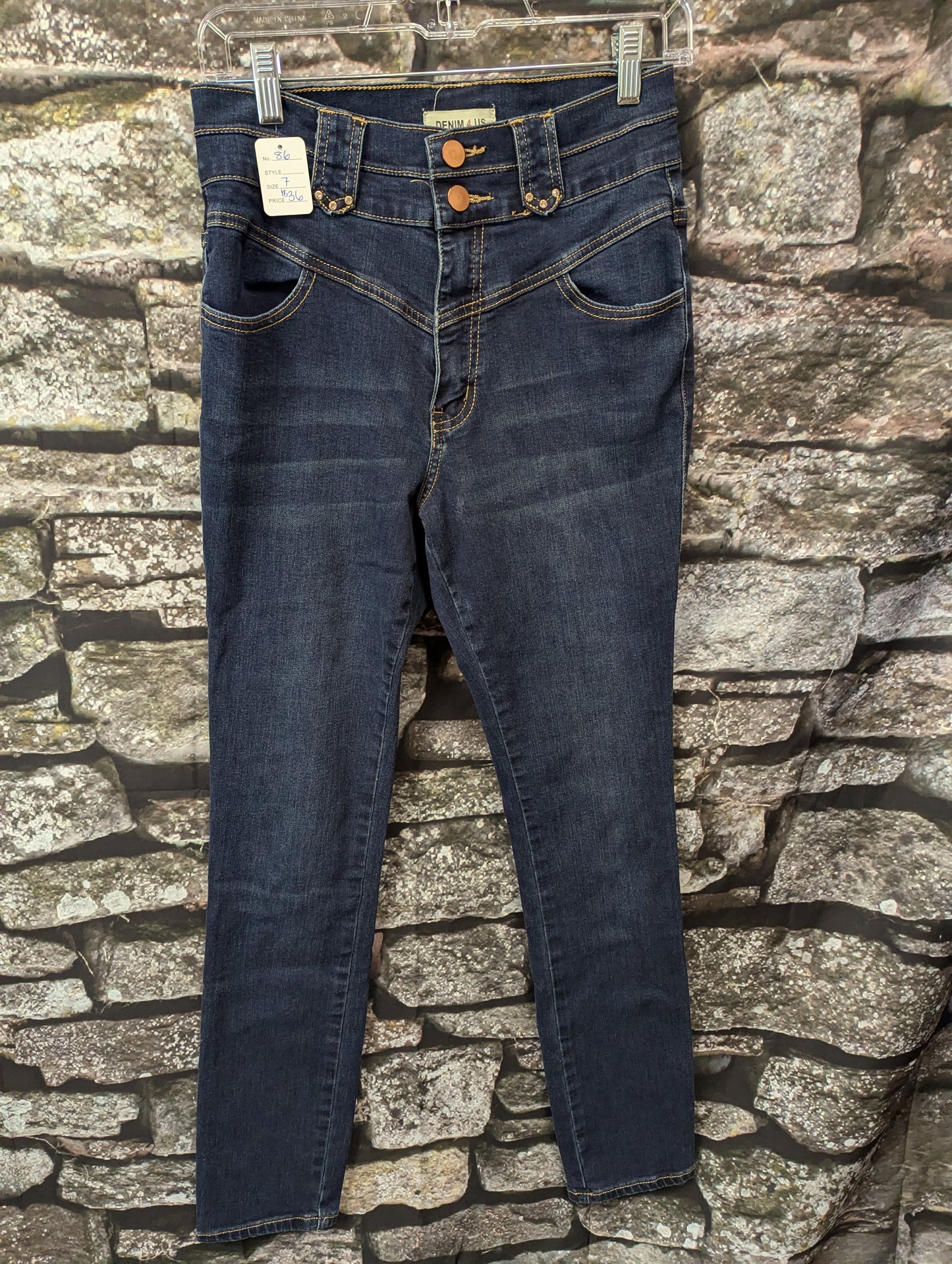 Rhinestone accent straight leg jeans. Size 7. RS 86 - Scarlett's Riverside Boutique