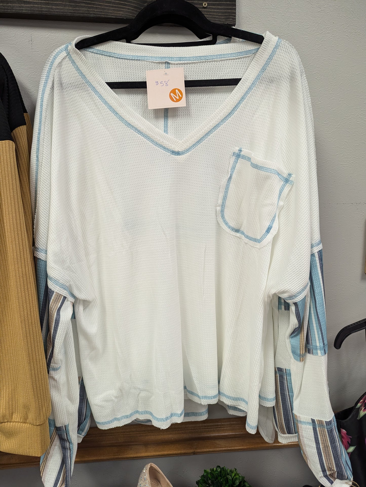 Patchwork waffle knit top - Scarlett's Riverside Boutique