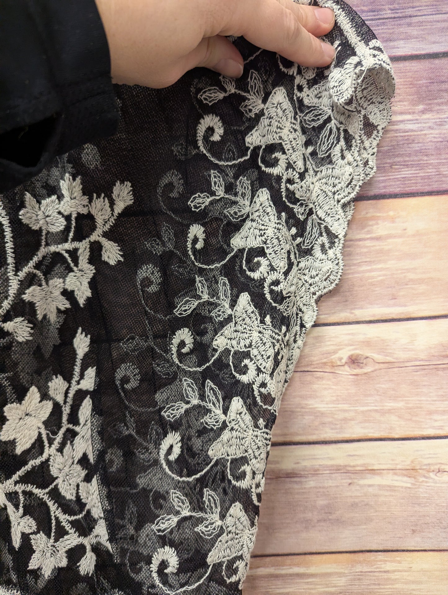 Lace, embroidered, crochet kimono. OS