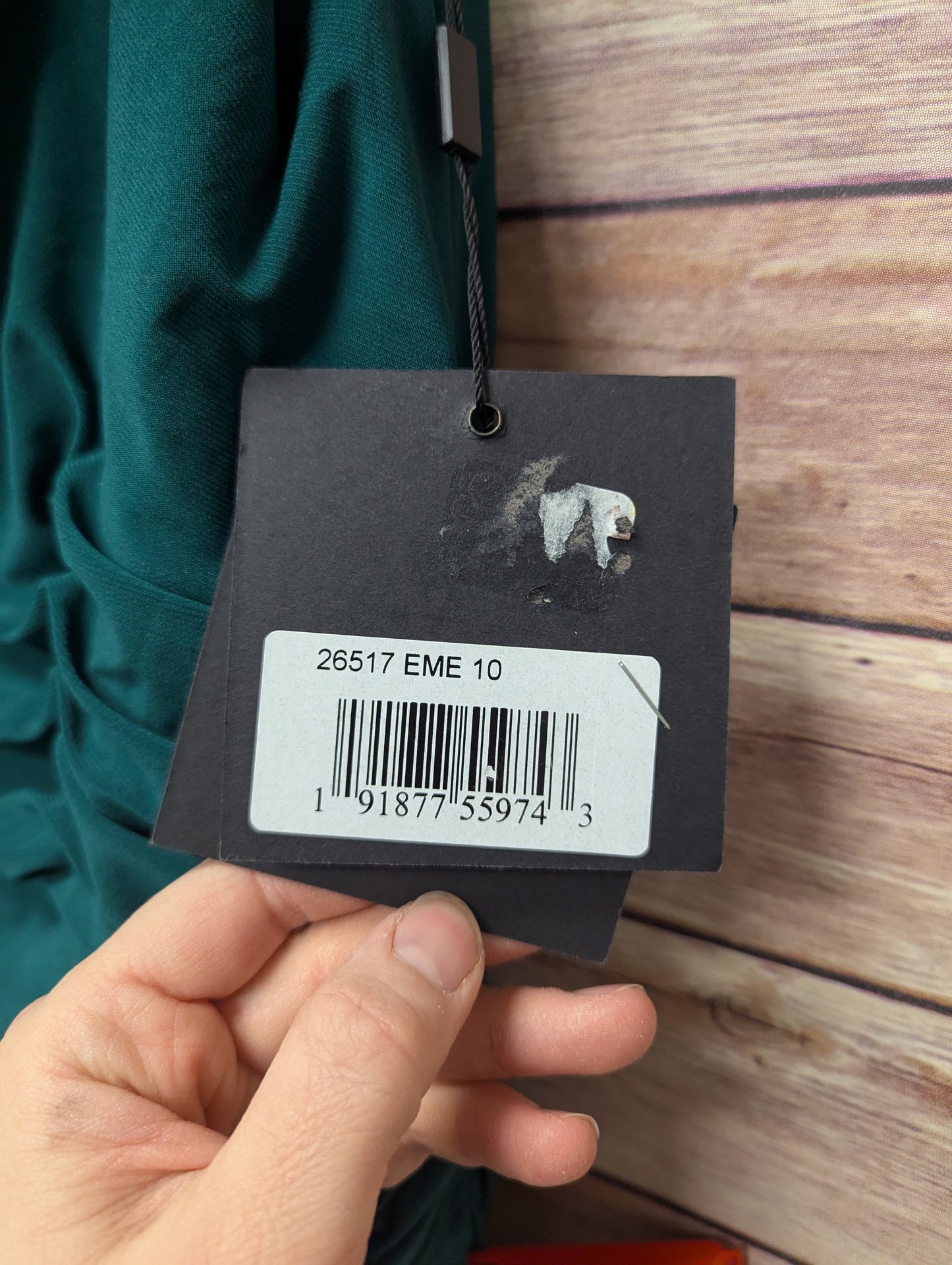 Mac Duggal IEENA Emerald Foldover Off The Shoulder Slit Gown Size 10 NEW. RS 97.