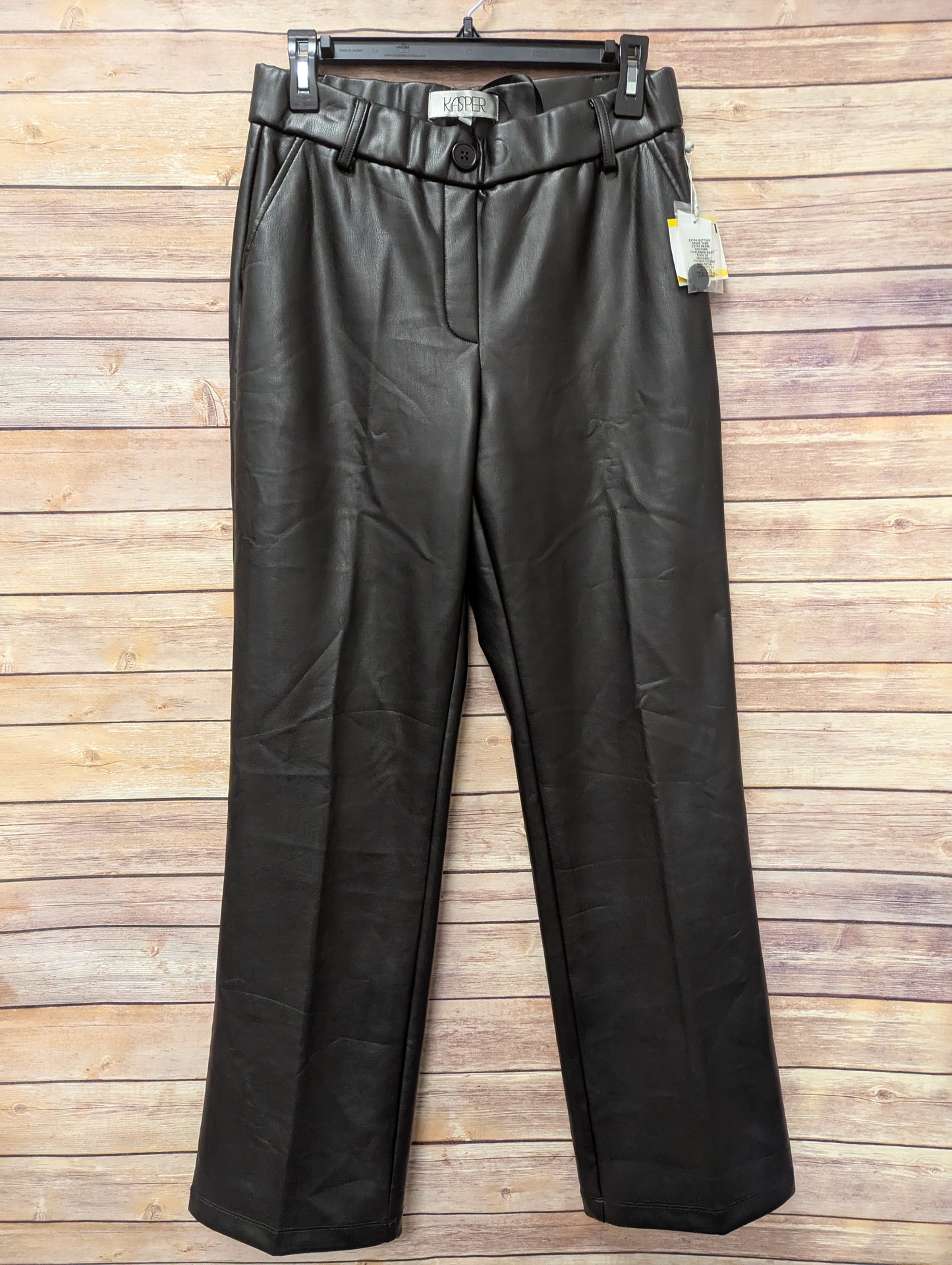 NWTs, Kasper Women's Faux-Leather Faux-Fly Pants. Size M. RS 97