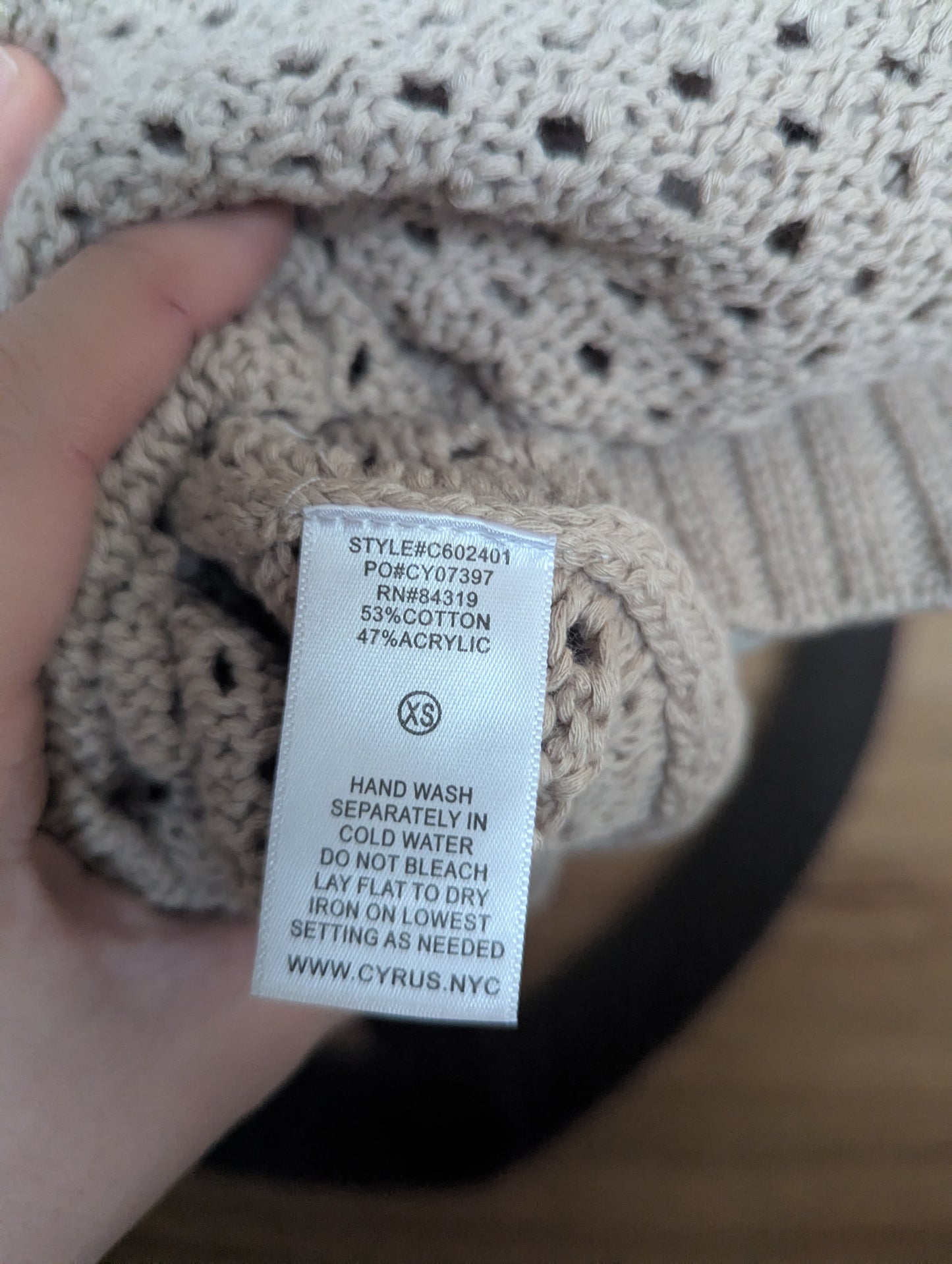 NWTs, Cyrus knit cream sweater. Size XS.