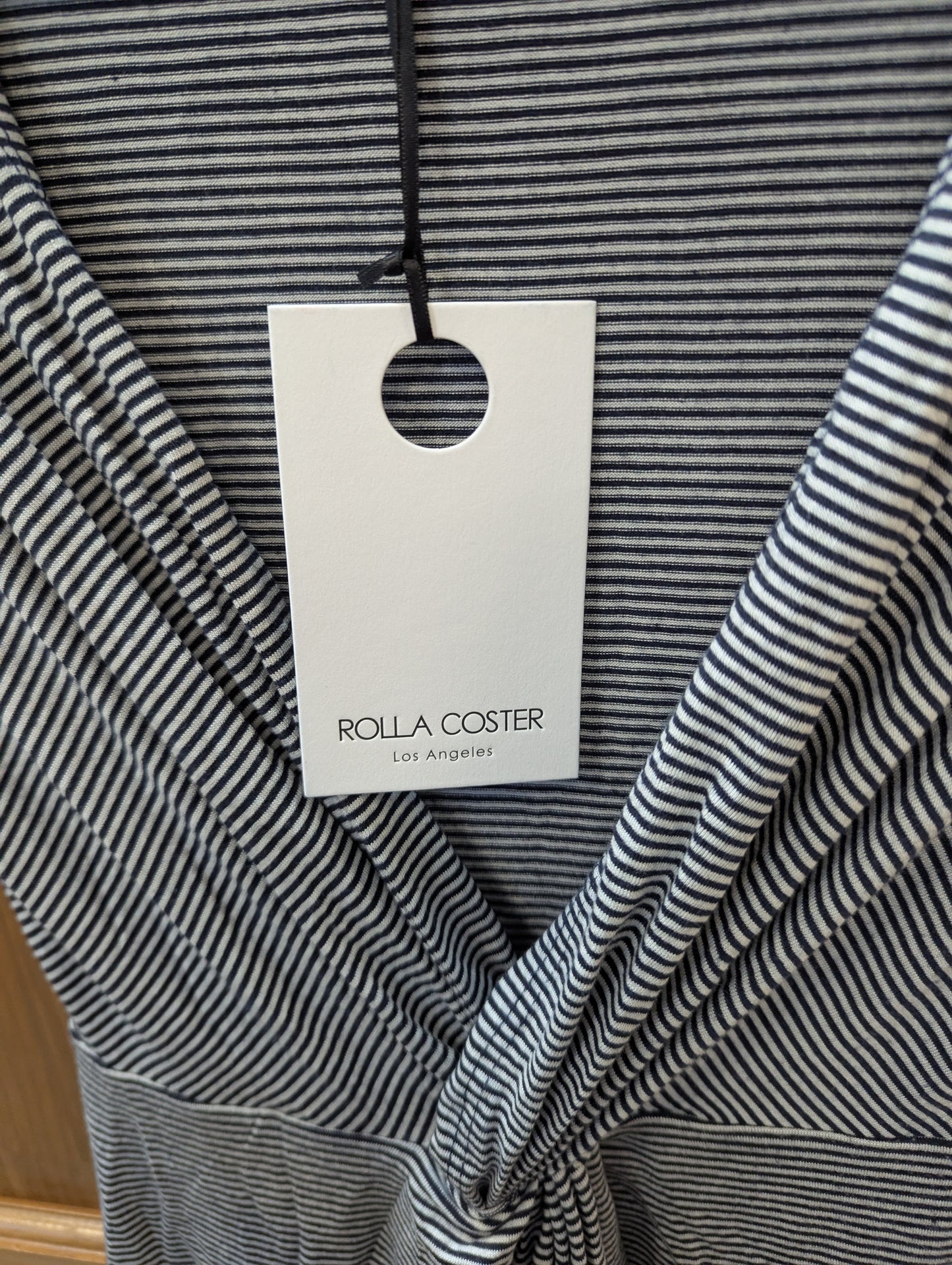 Rolla Coaster Dress, Striped Wrap Knot Design VNeck Mob Wife Retro. Size S