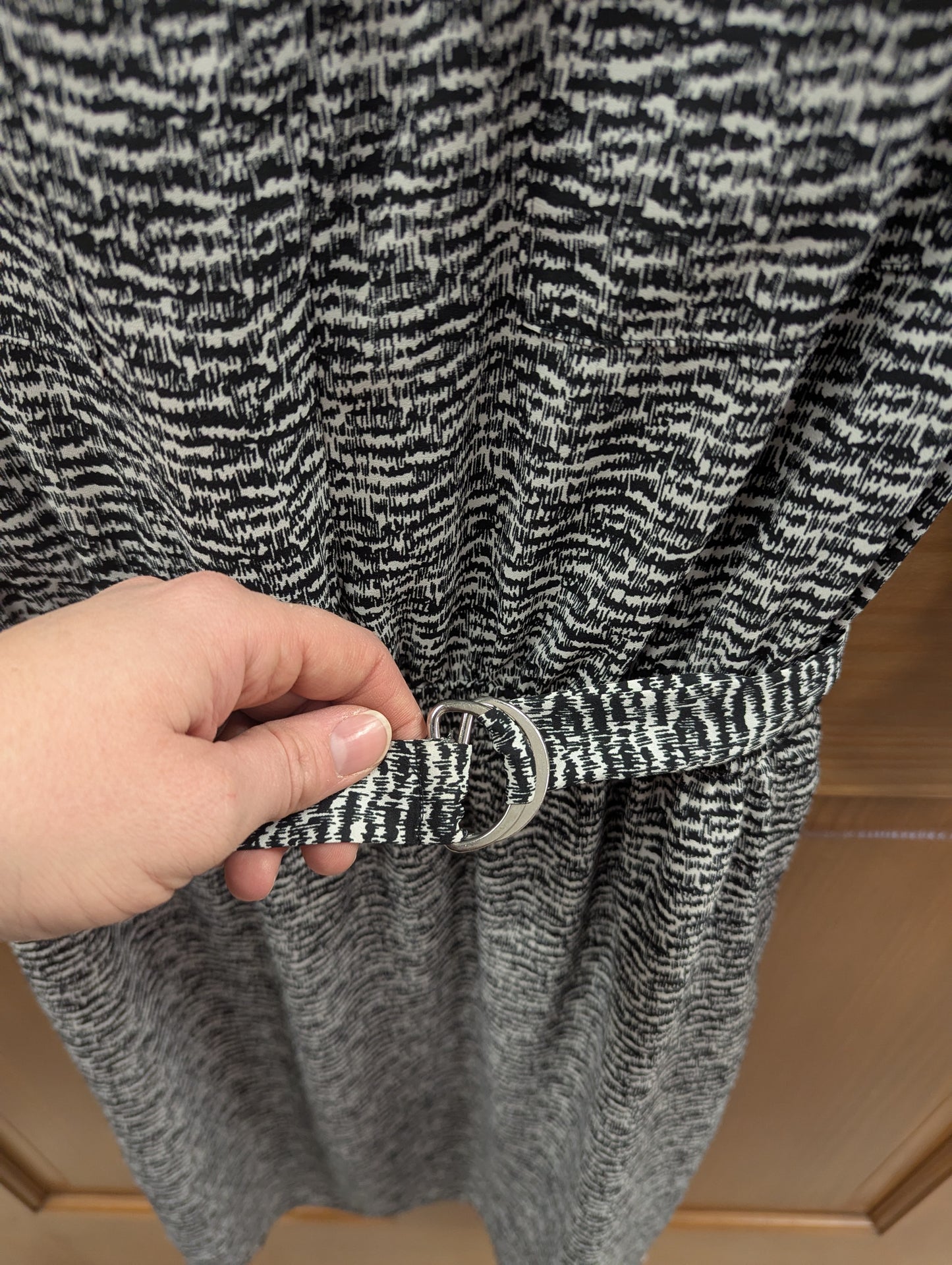 Mossimo Belted Dress Black White, size Small, 3/4 Sleeve.