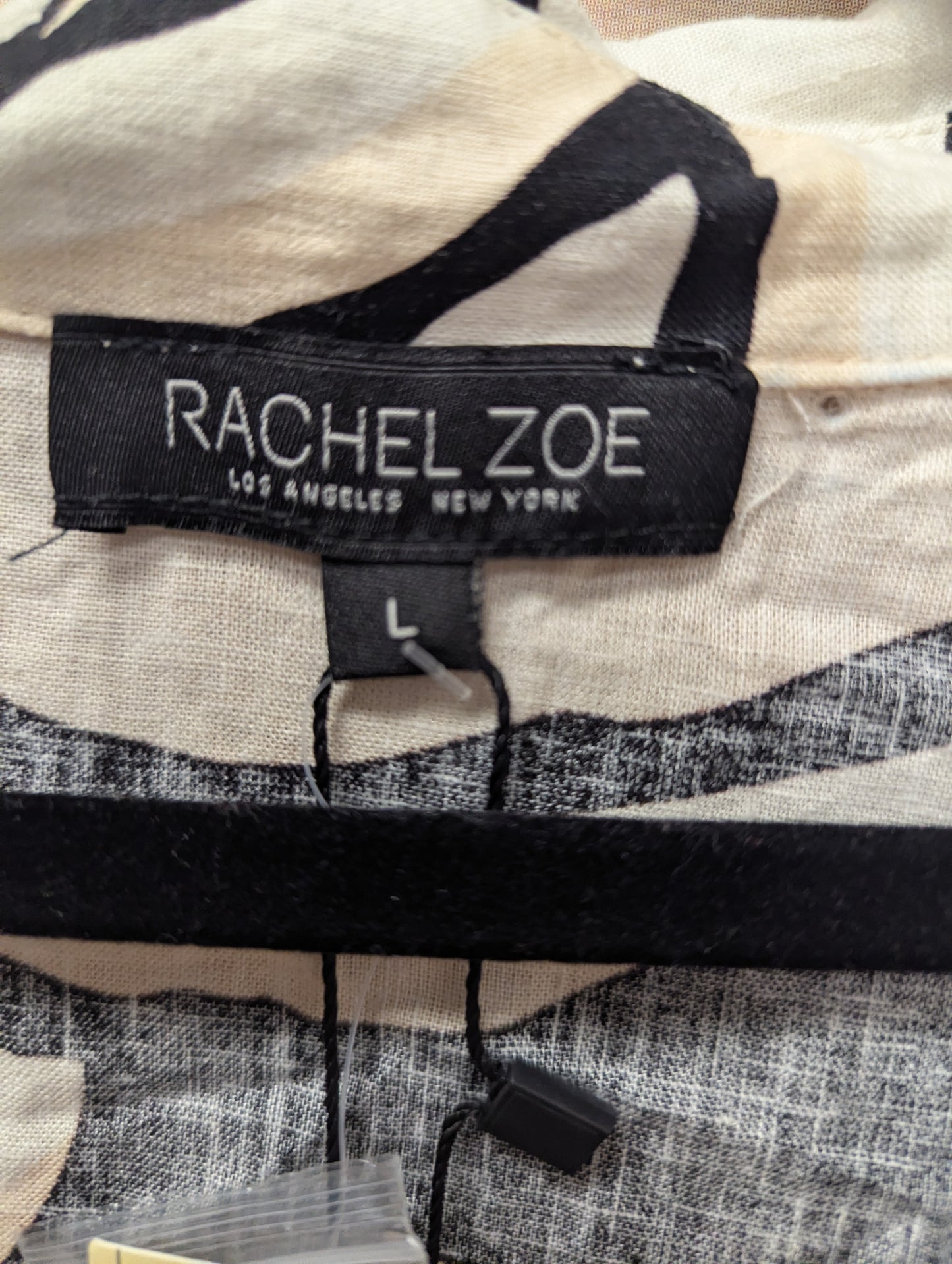 Rachel Zoe, linen abstract top. Size L