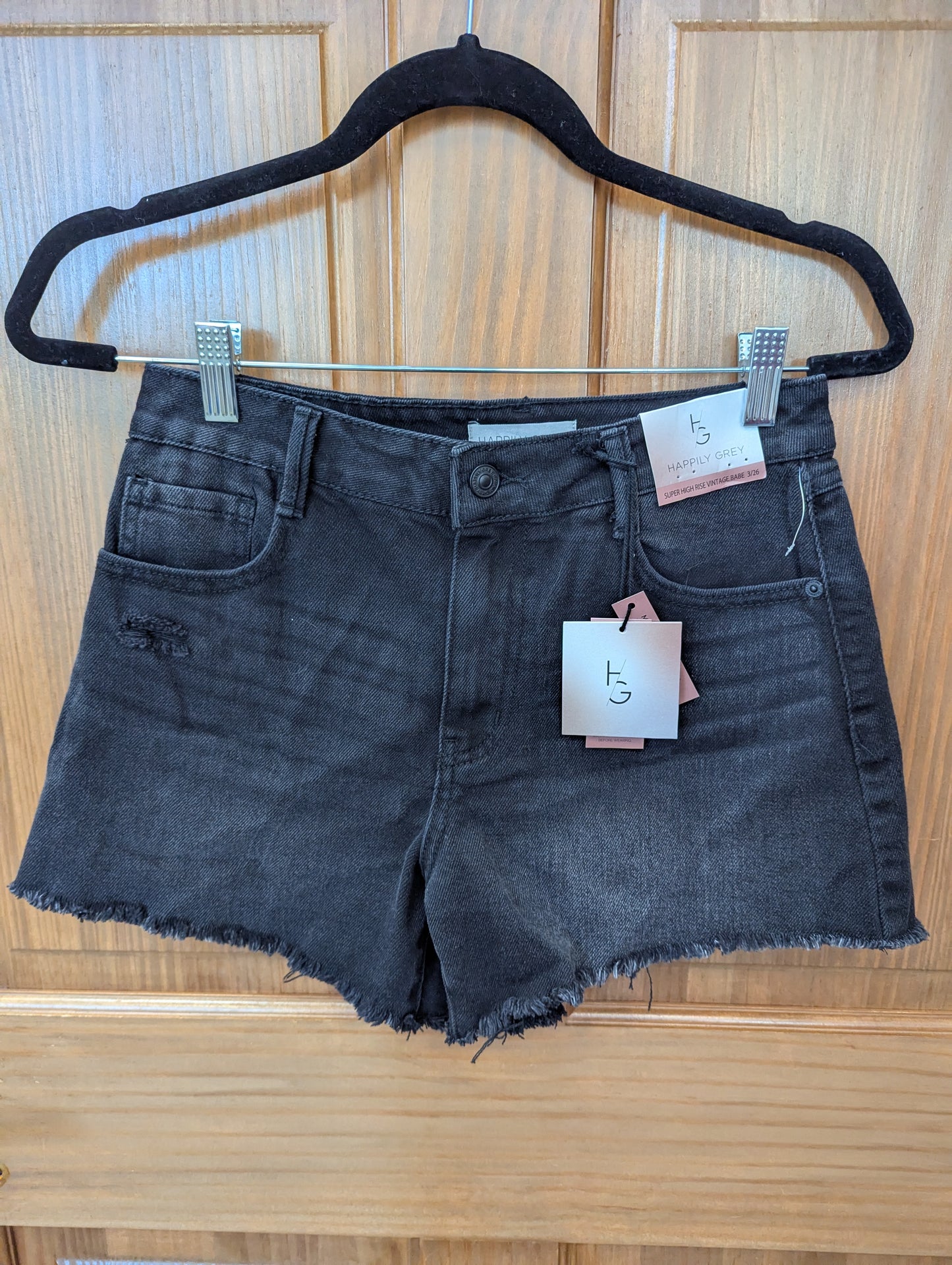 Happily grey, black high rise shorts. Size 3.