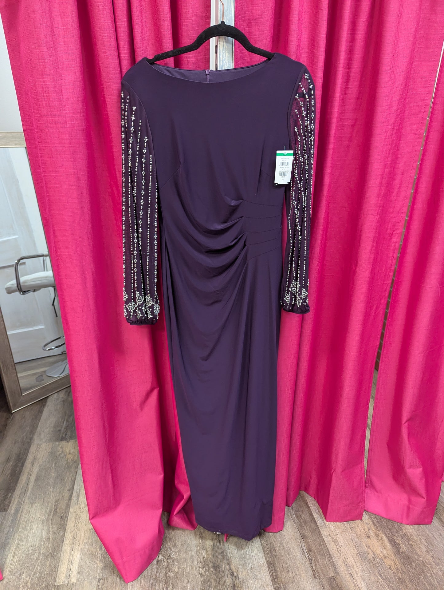 NWT, Beaded Long Sleeve Maxi Gown by Marina. Size 4. *Mother of bride
