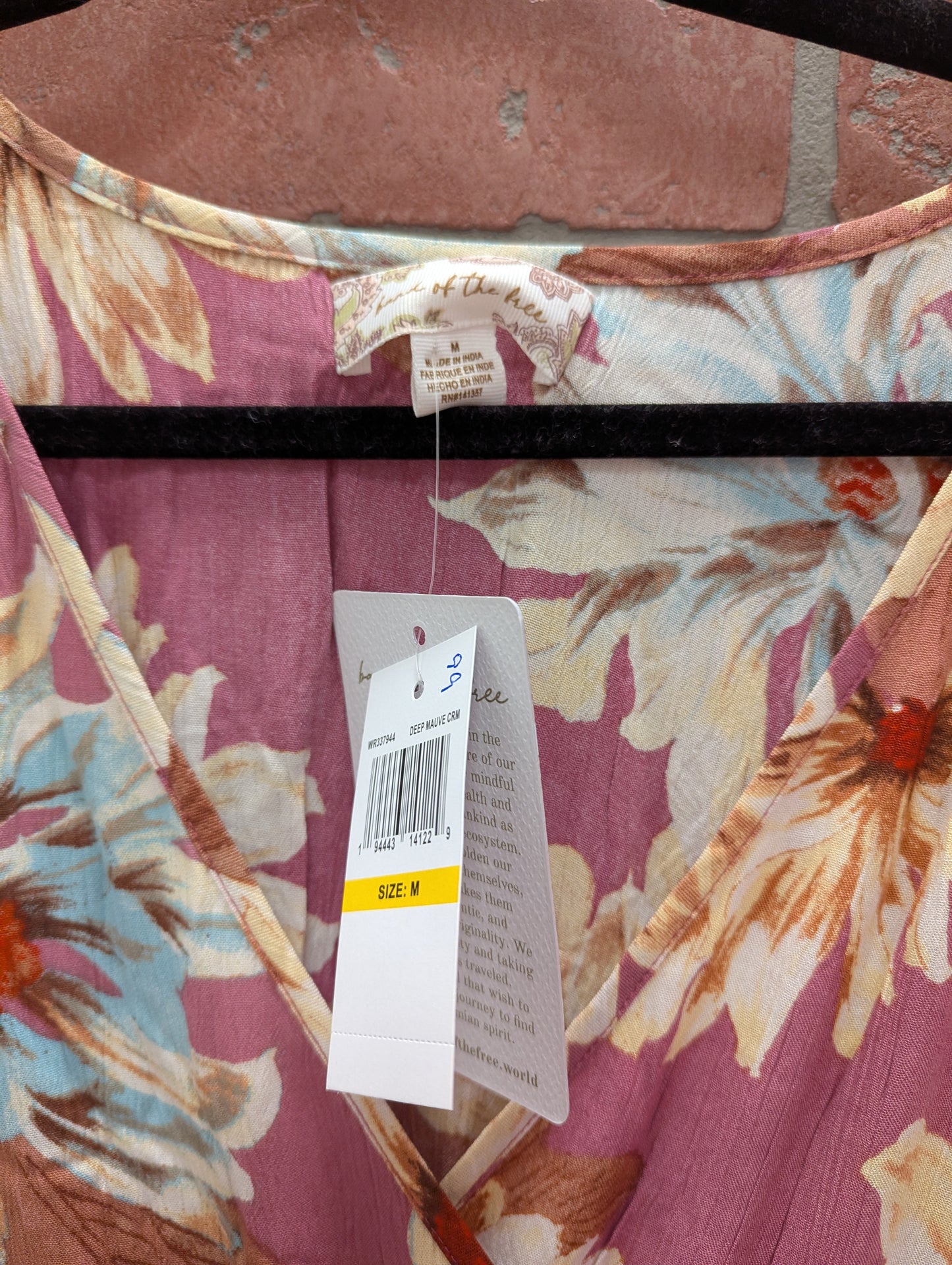 Free people pink floral wrap dress. Size M #99