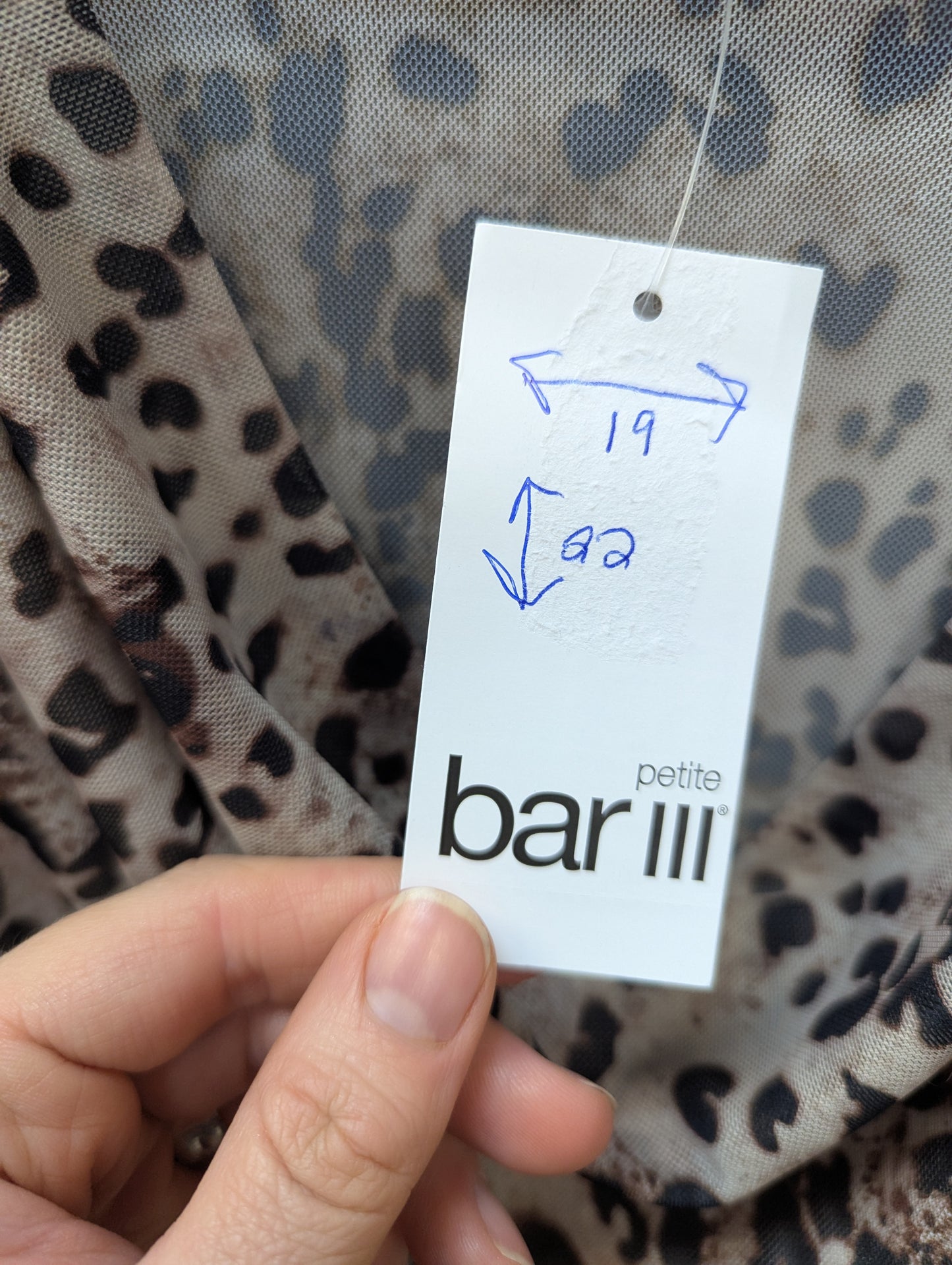 Bar III
Petite XL, Cowl Neck Printed Mesh Top. #97