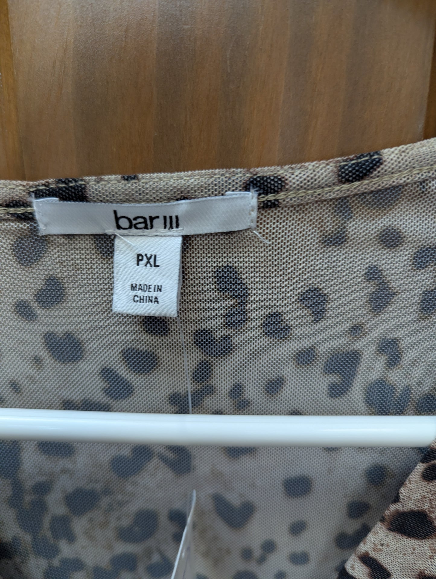 Bar III
Petite XL, Cowl Neck Printed Mesh Top. #97