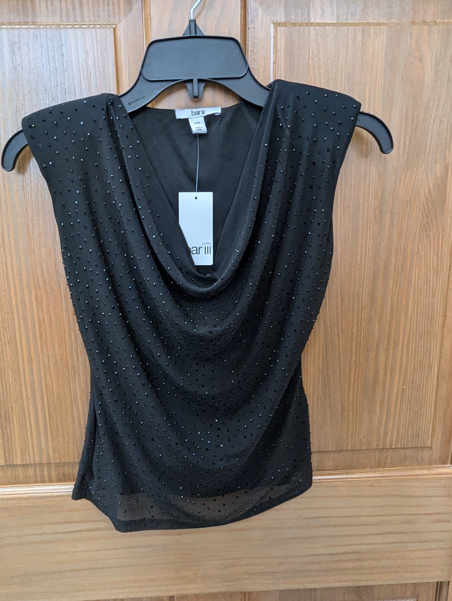 Bar III
Petite Sleeveless Studded Cowl-Neck Top, sz XS. #97