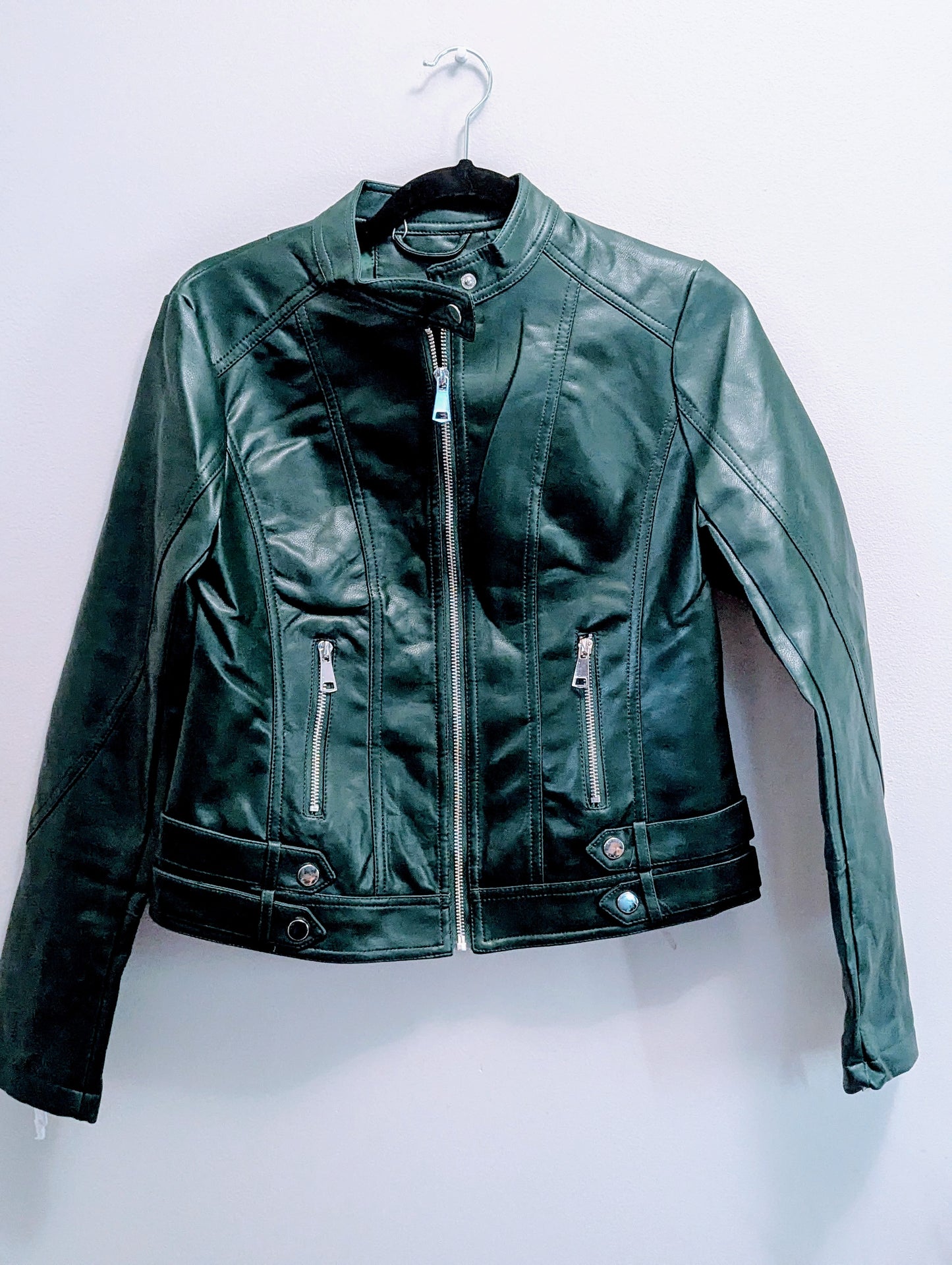 Green faux leather jacket