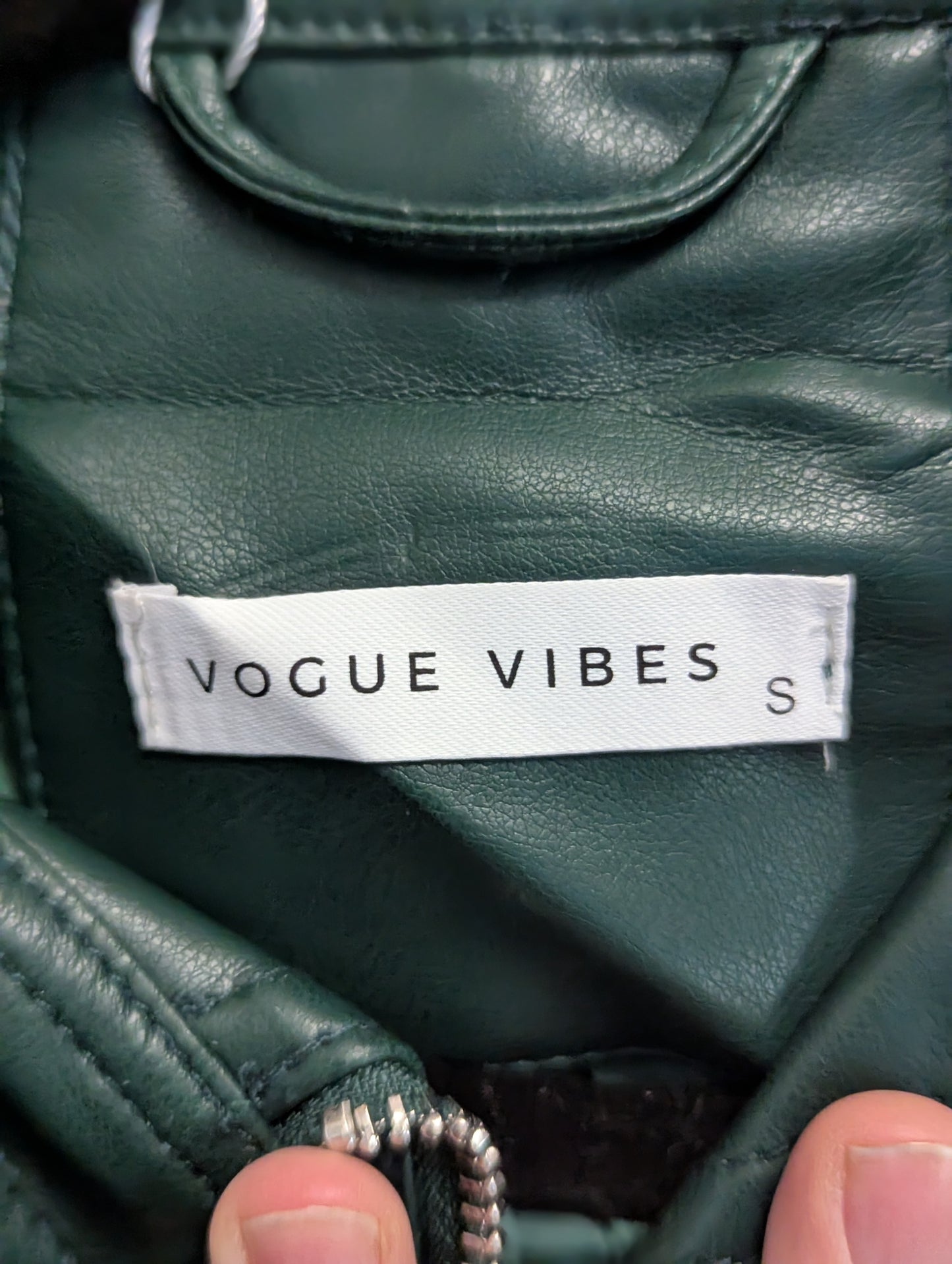 Green faux leather jacket