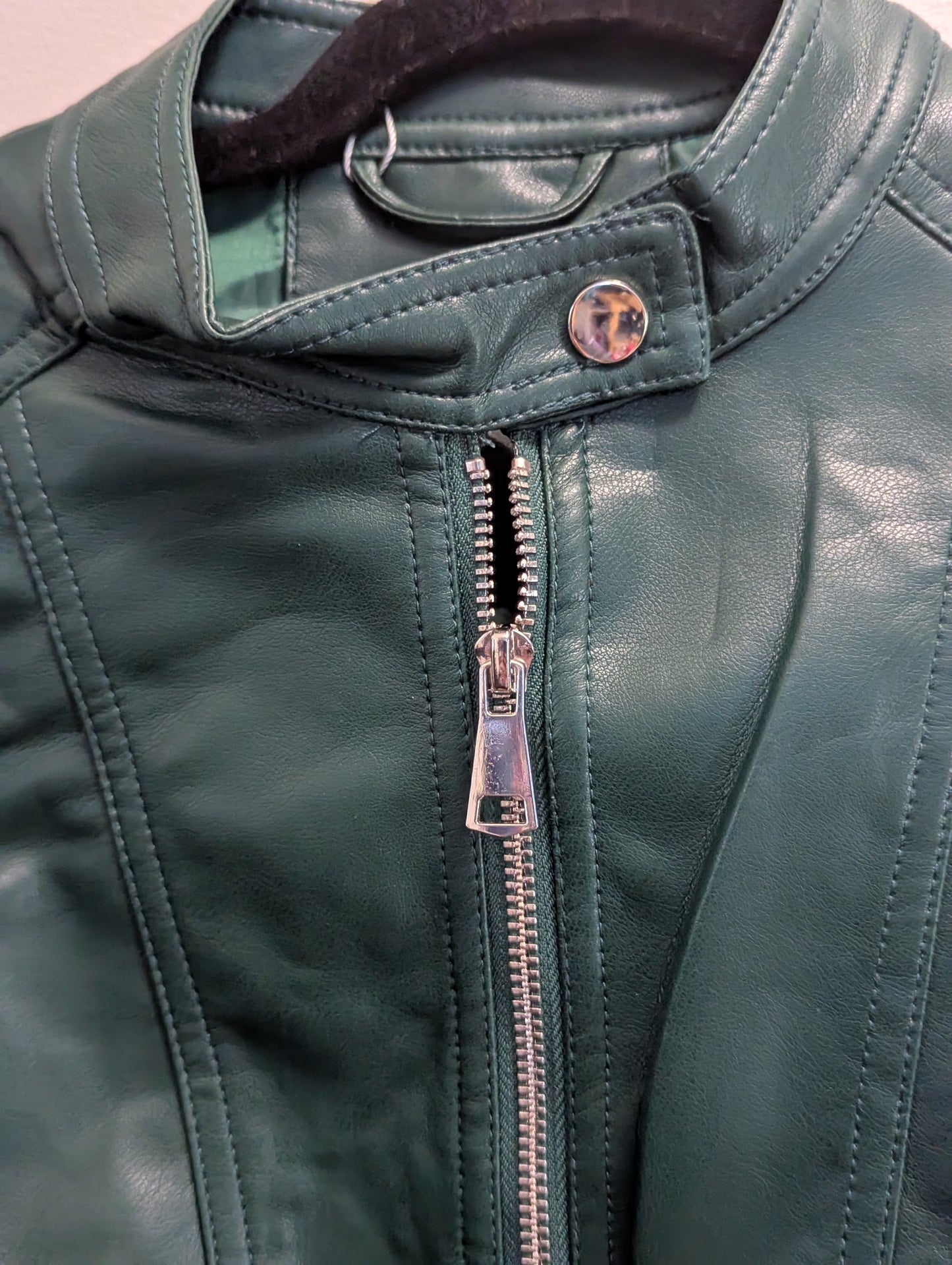 Green faux leather jacket