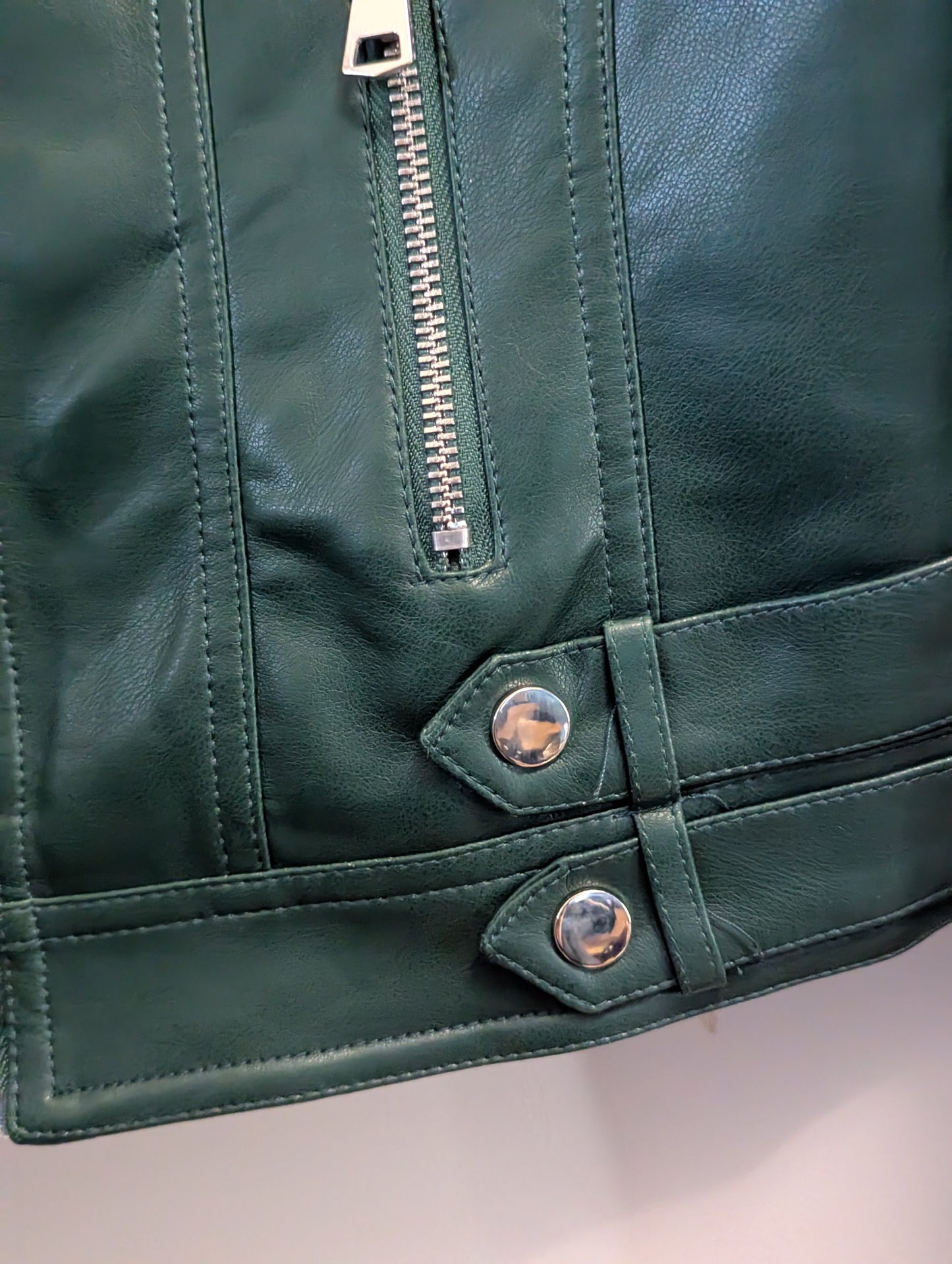 Green faux leather jacket