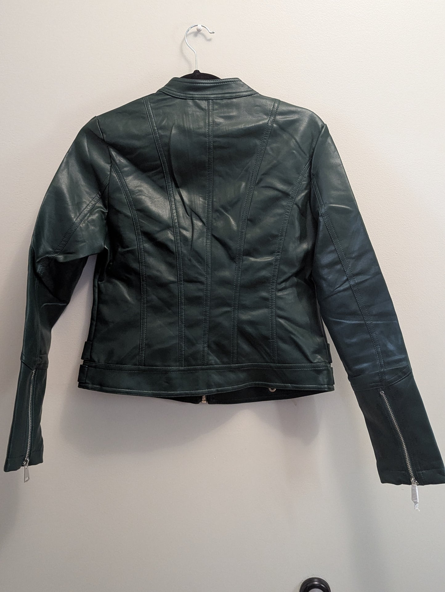 Green faux leather jacket