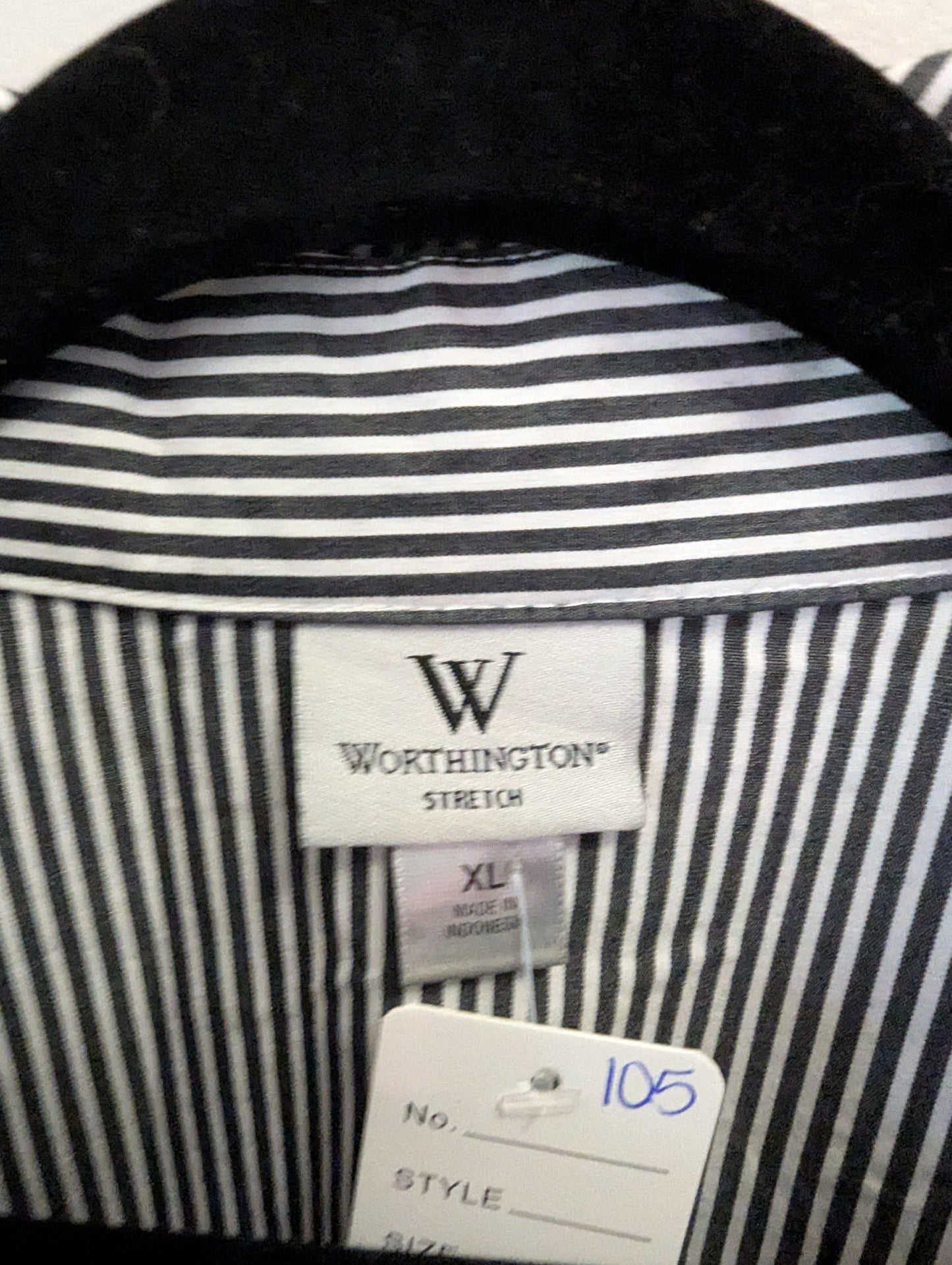 Worthington Black and White Striped Shirt Sz XL #105