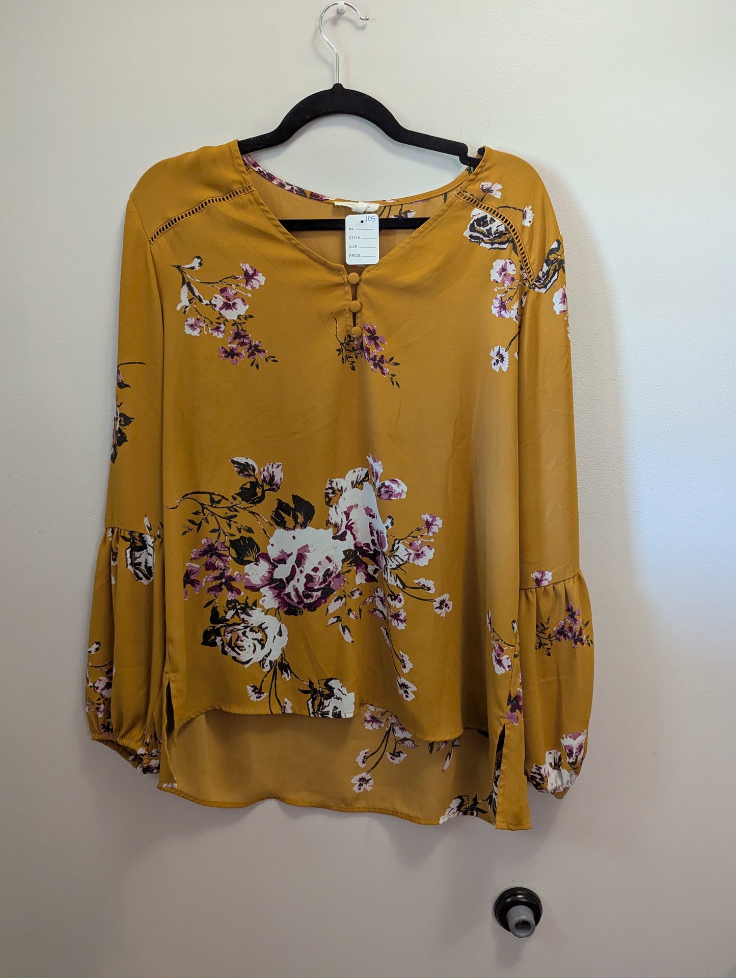 Floral Mustard Blouse By Maurices Sz L #105