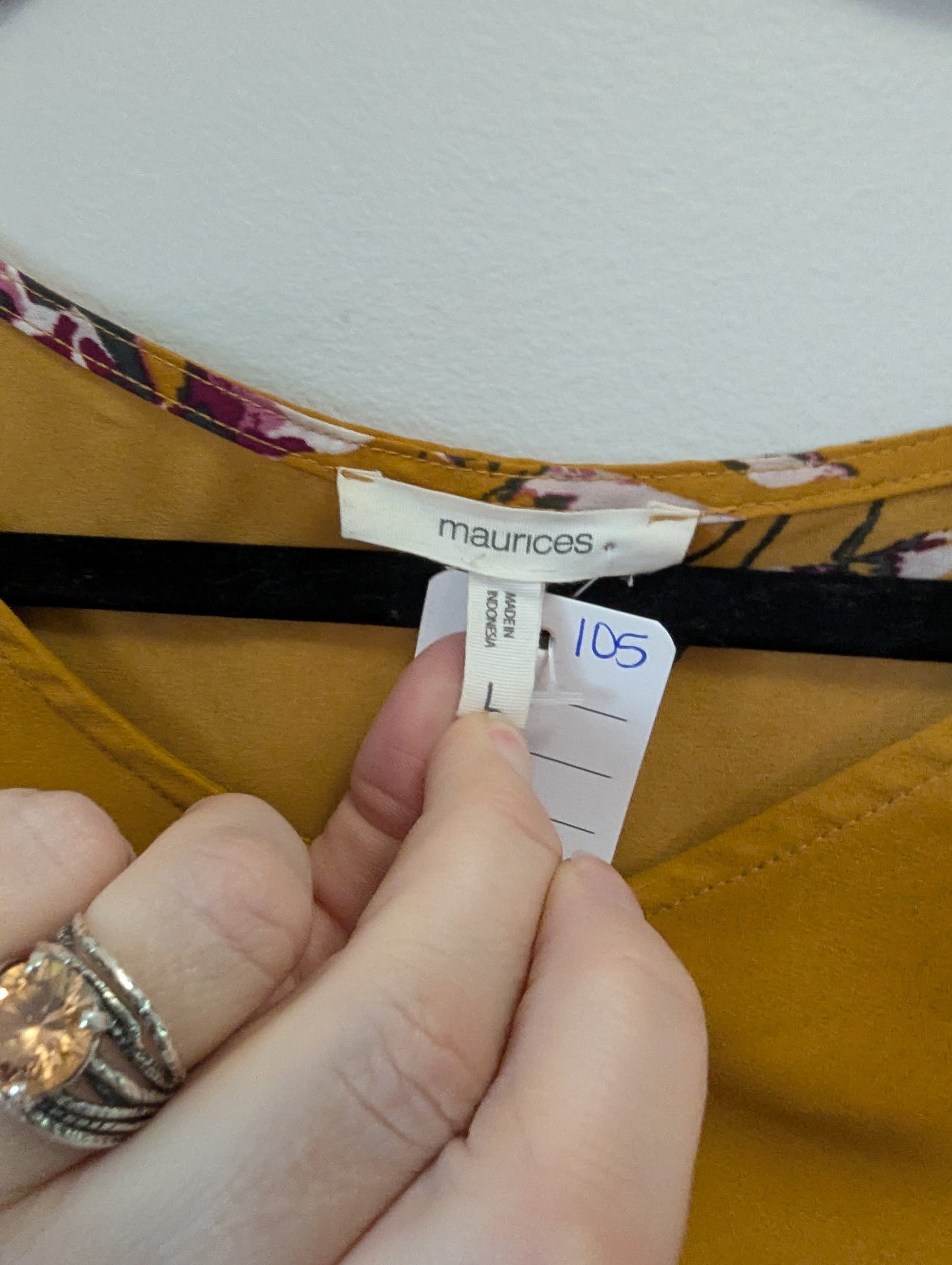 Floral Mustard Blouse By Maurices Sz L #105