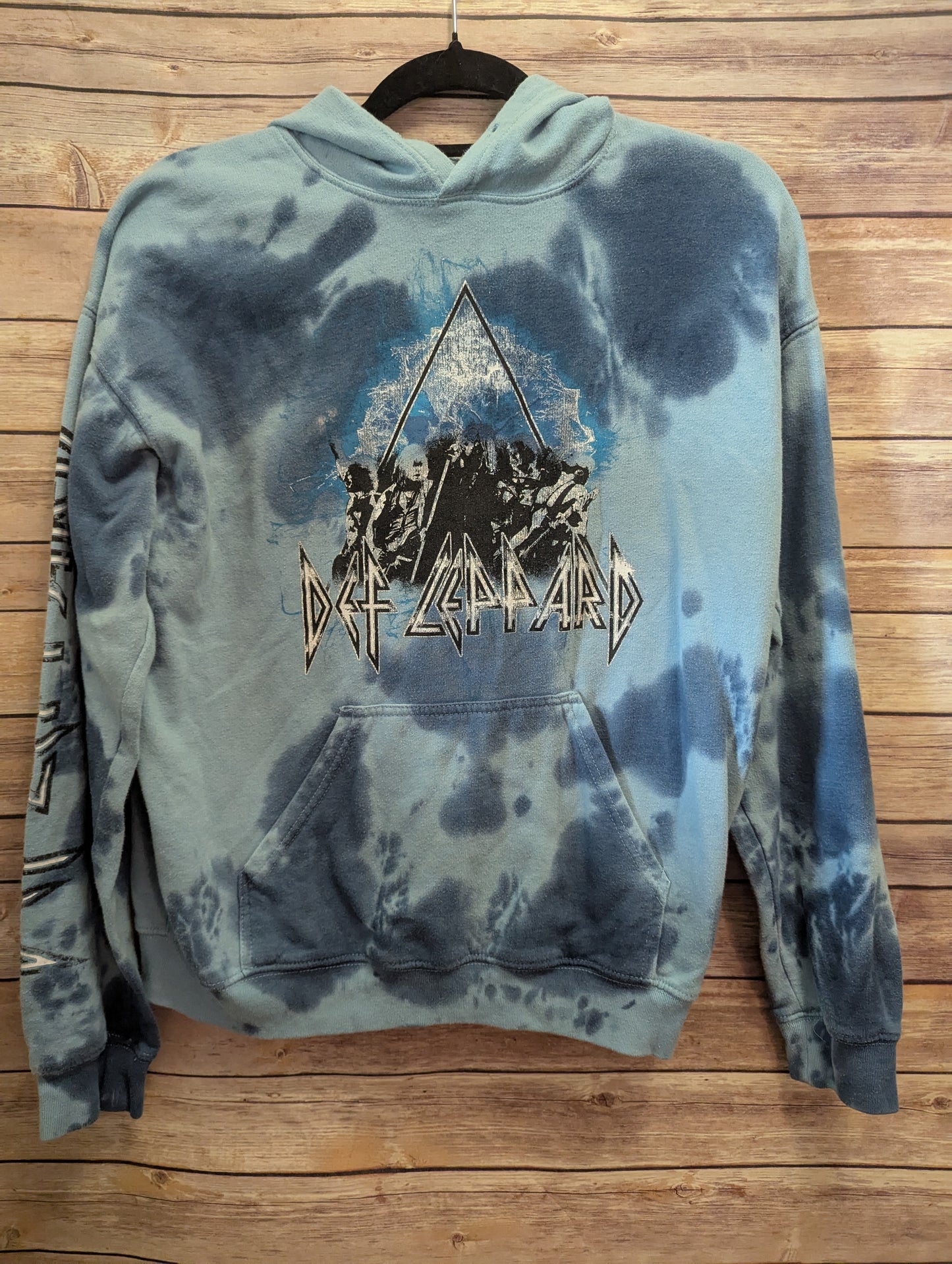 Blue Tie-Dye Def Leopard Hoodie Sz M