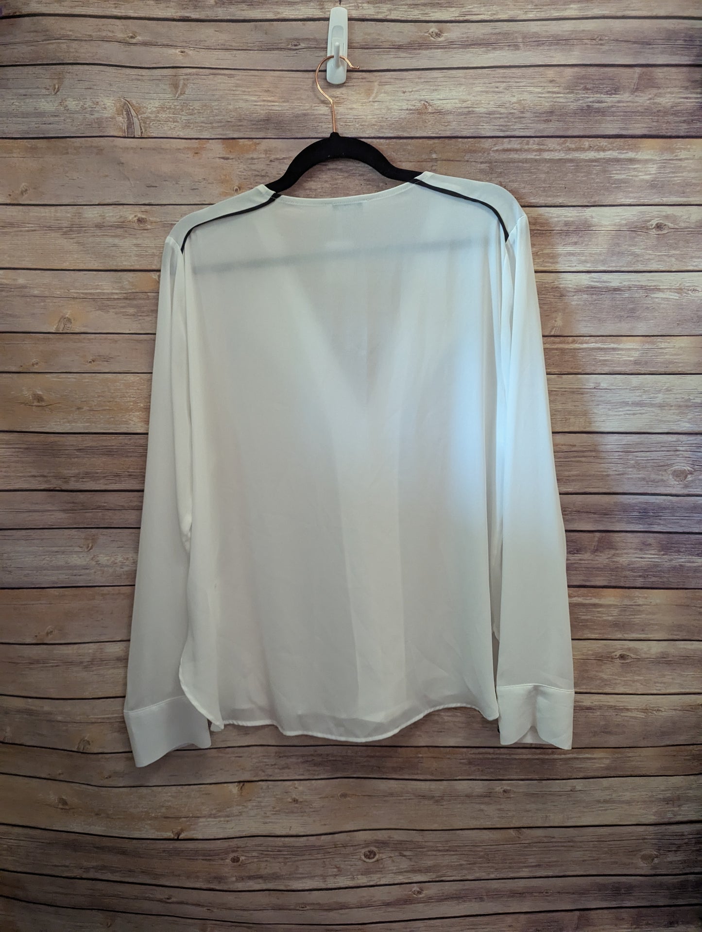 DKNY White Blouse with Black Trim Sz XL #97