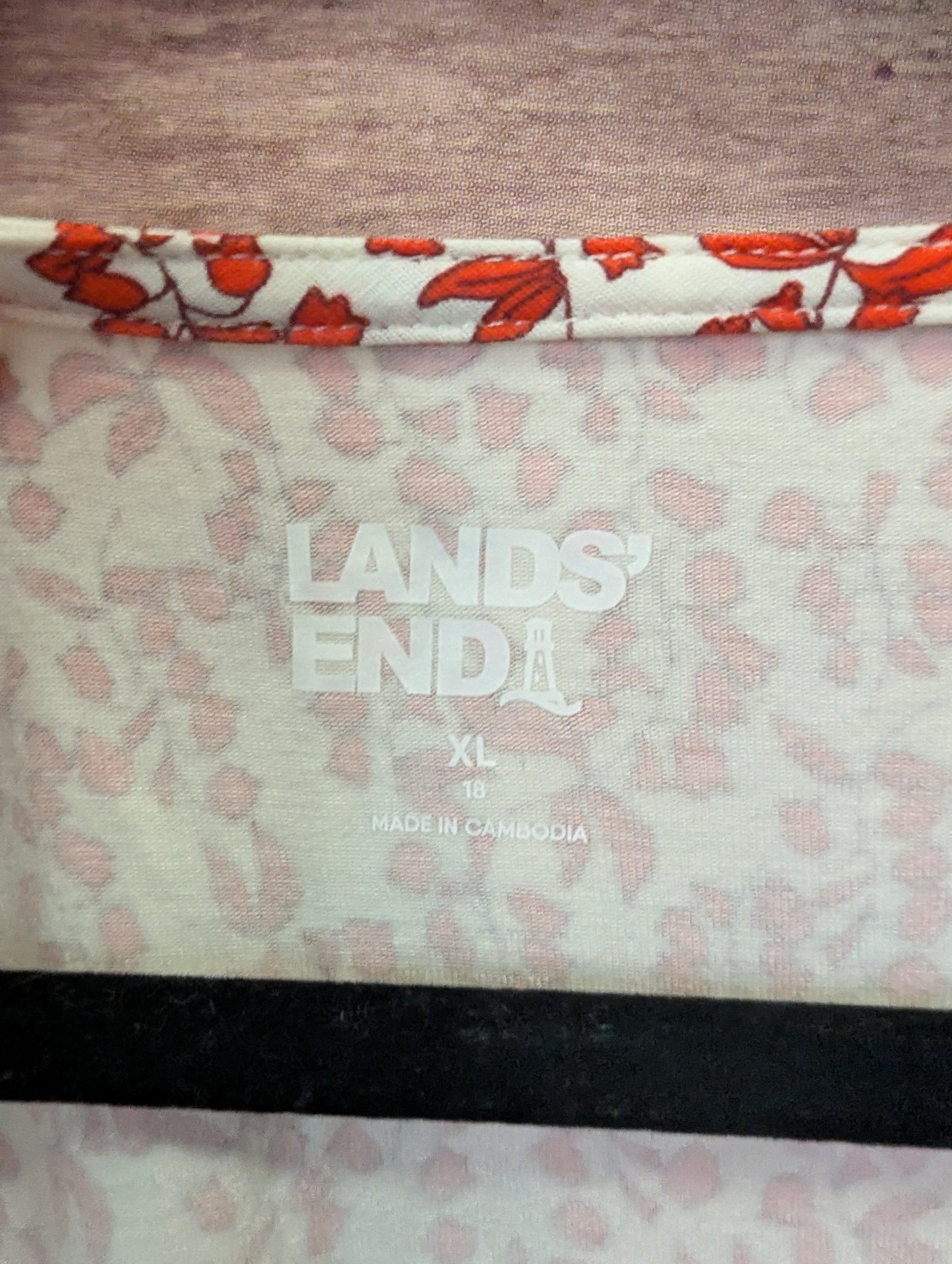 Lands' End Women's Lightweight Jersey Tie Front Top sz XL. #97