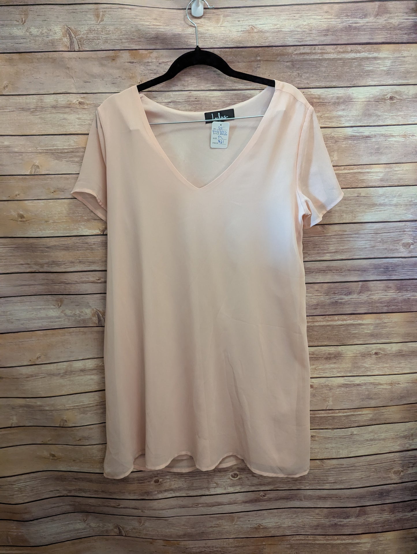 Elegant Peach V-Neck Dress By Lulus Sz M #99