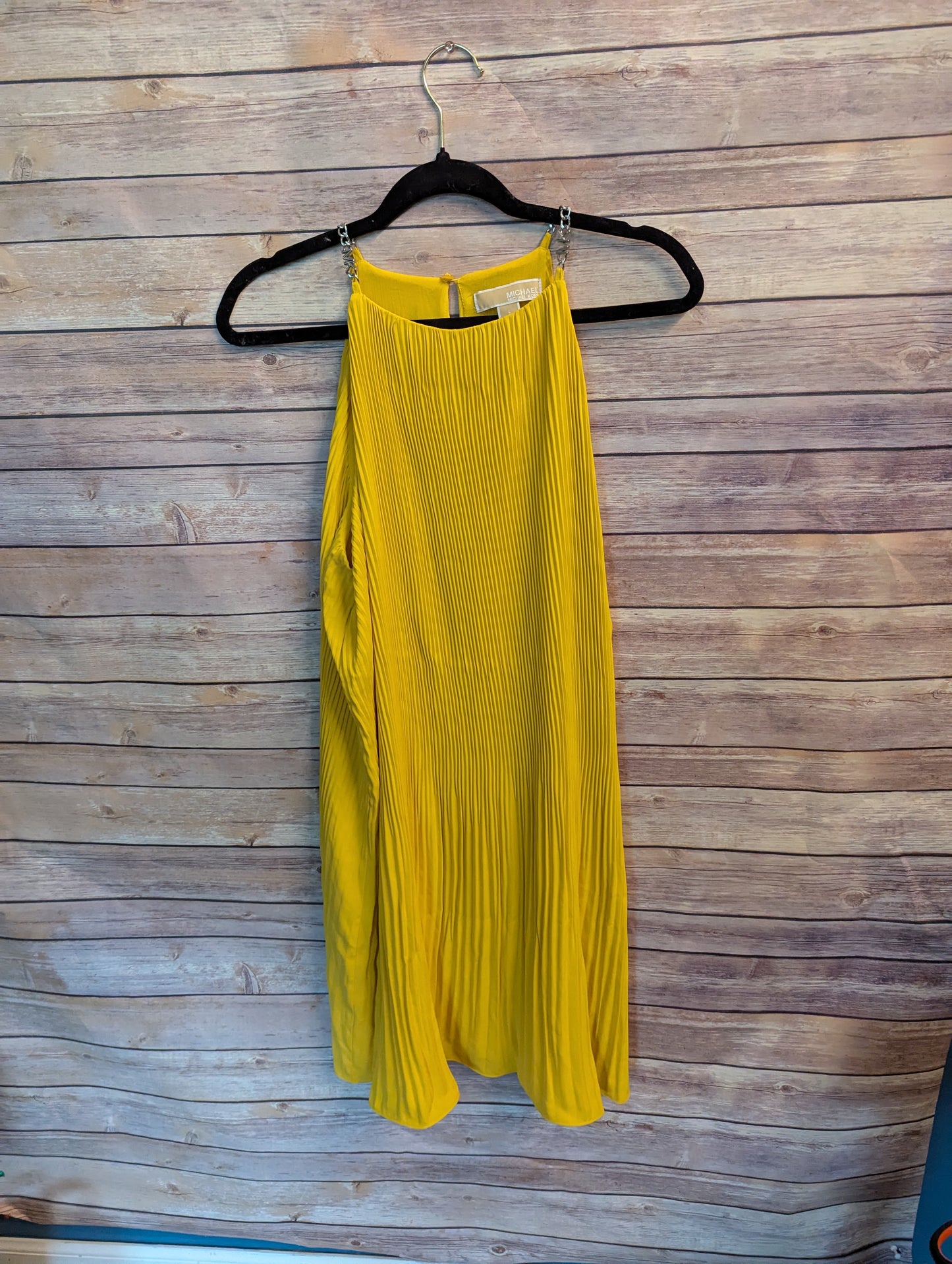 NWTs, Michael Kors Pleated Yellow Halter Dress – Sleeveless A-Line Sundress