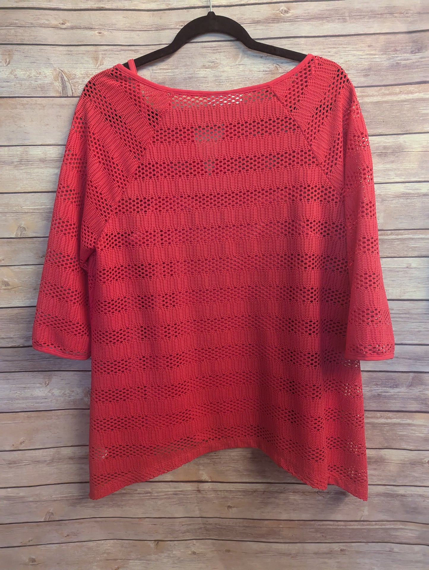 Dana Buchman Crochet Tunic Sz L, Coral 3/4 Sleeve With Cami Beach