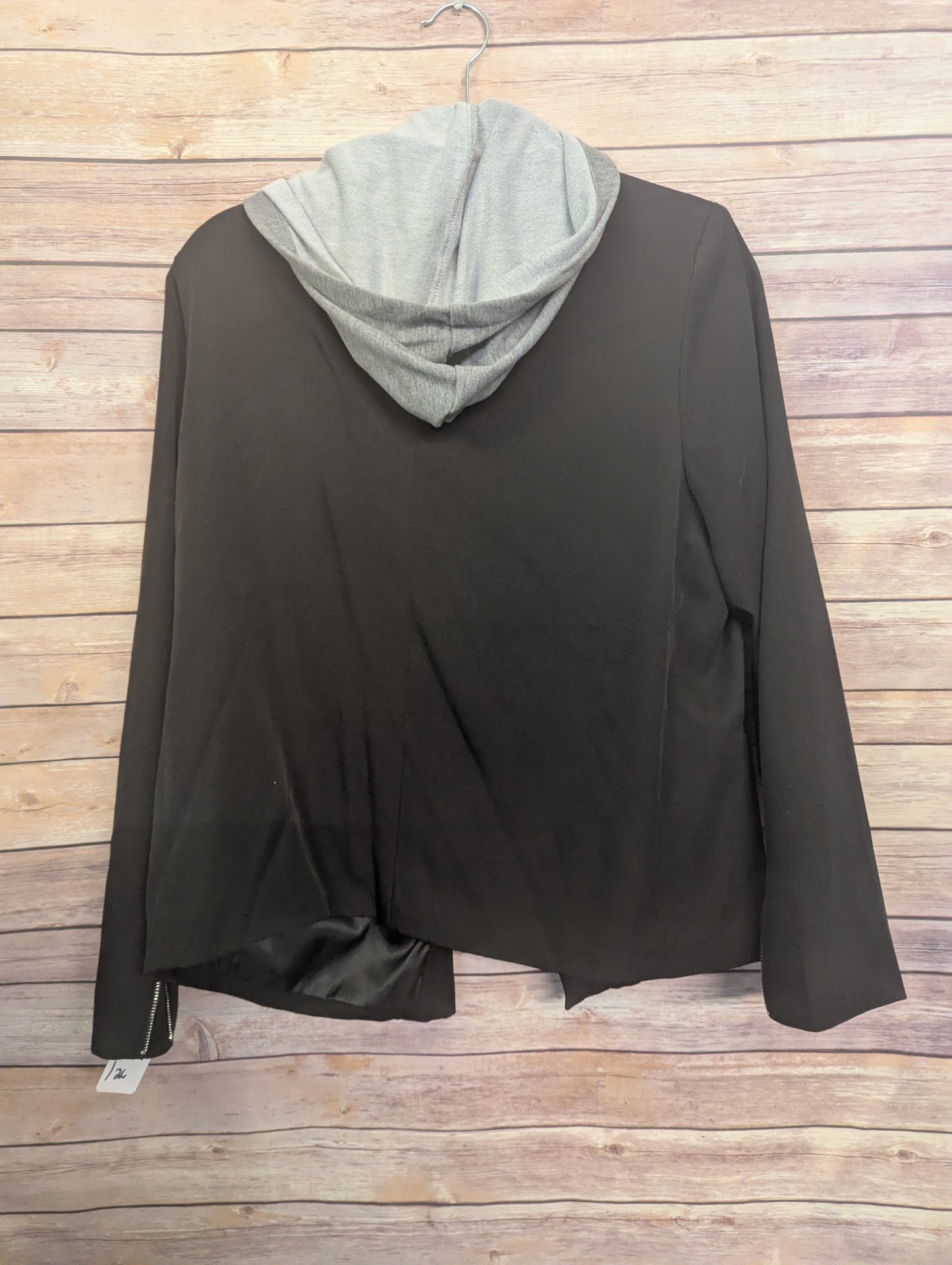 NWT Size Large Black Moto Jacket w/ Gray Hoodie Insert Layered Zip Up. A3