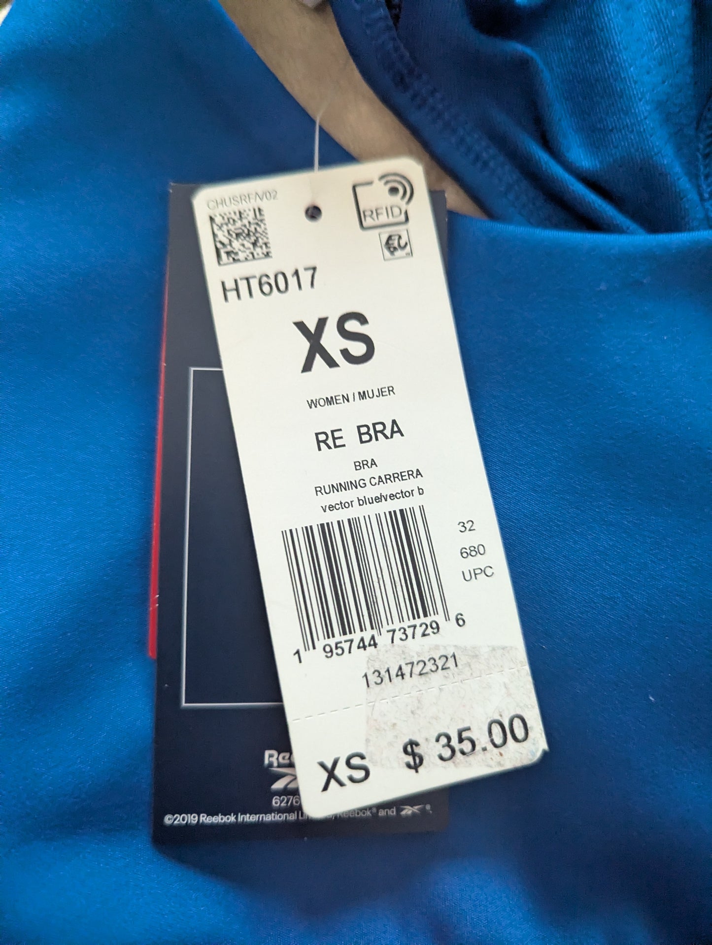 NWT Reebok High Impact Sports Bra XS Blue Racerback Compression. #A59