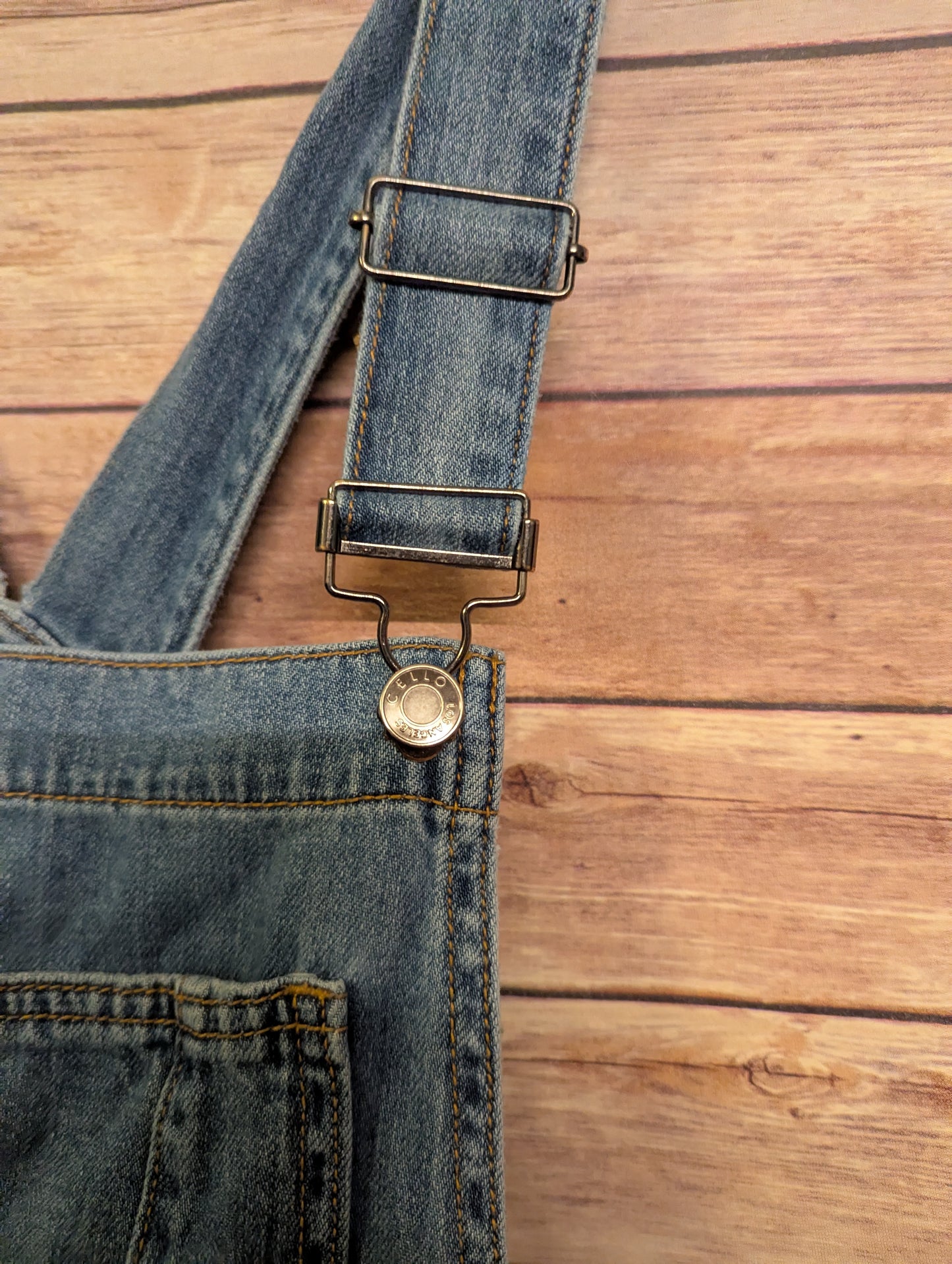 Distressed Denim Overalls Women Size S Blue Jean Jumpsuit Adjustable Straps