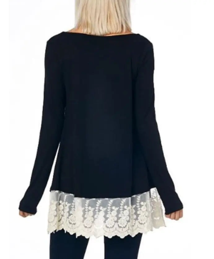 Black Lace Terrie Top - Scarlett's Riverside Boutique