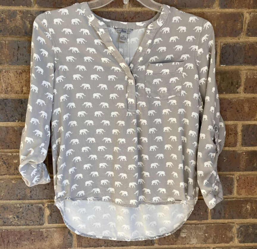 Gray Elephant Blouse RS 64, size M - Scarlett's Riverside Boutique