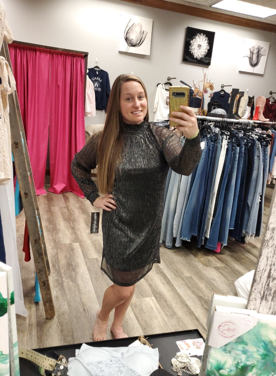 Black/Silver shimmer dress - Scarlett's Riverside Boutique