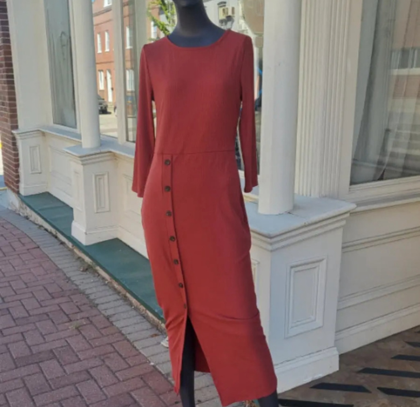 Burnt orange midi dress - Scarlett's Riverside Boutique