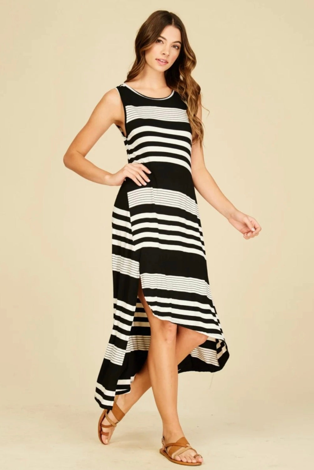 Annabelle Black and White Striped Dress. Size S. RS 89 - Scarlett's Riverside Boutique