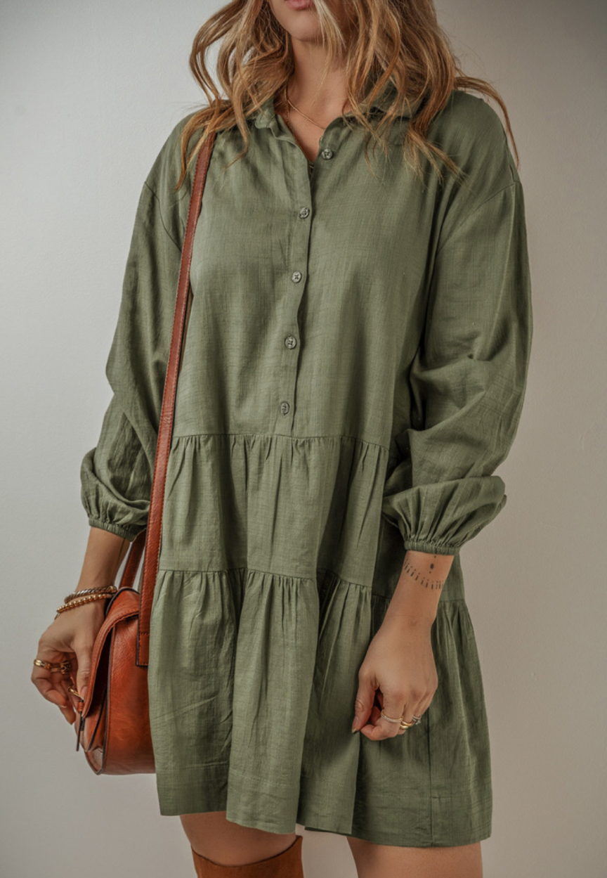 Green puff sleeve dress - Scarlett's Riverside Boutique