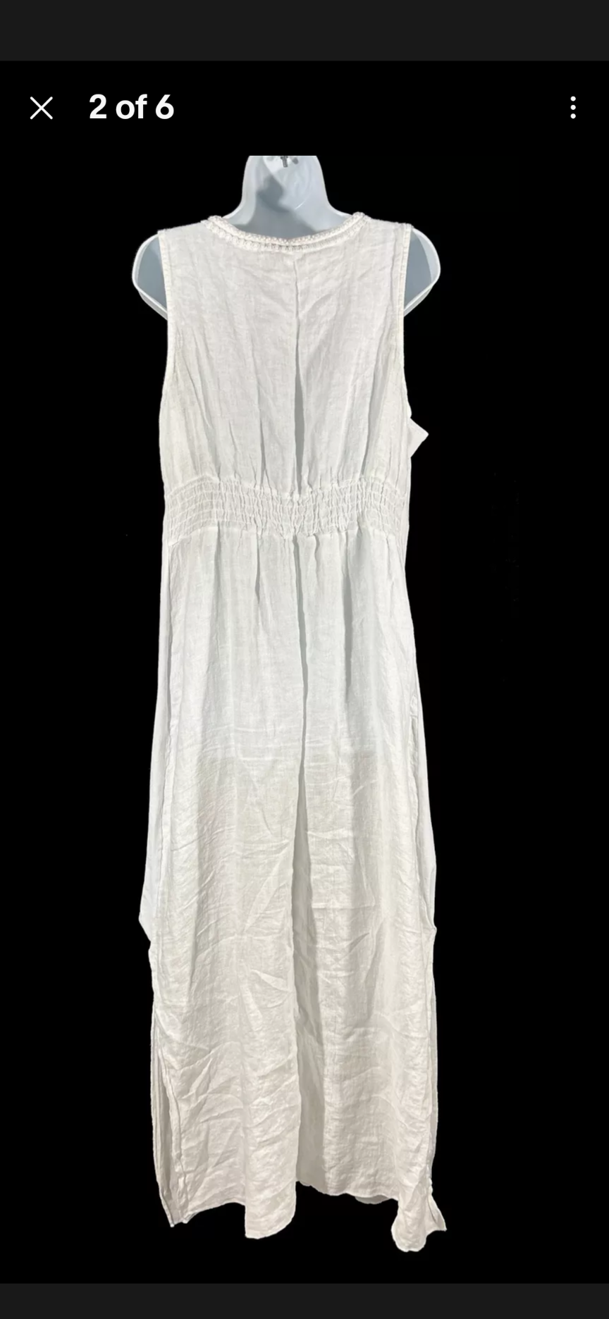 Terzo Millennio Maxi Dress, White Linen Beach Cover Made in Italy. Size L
