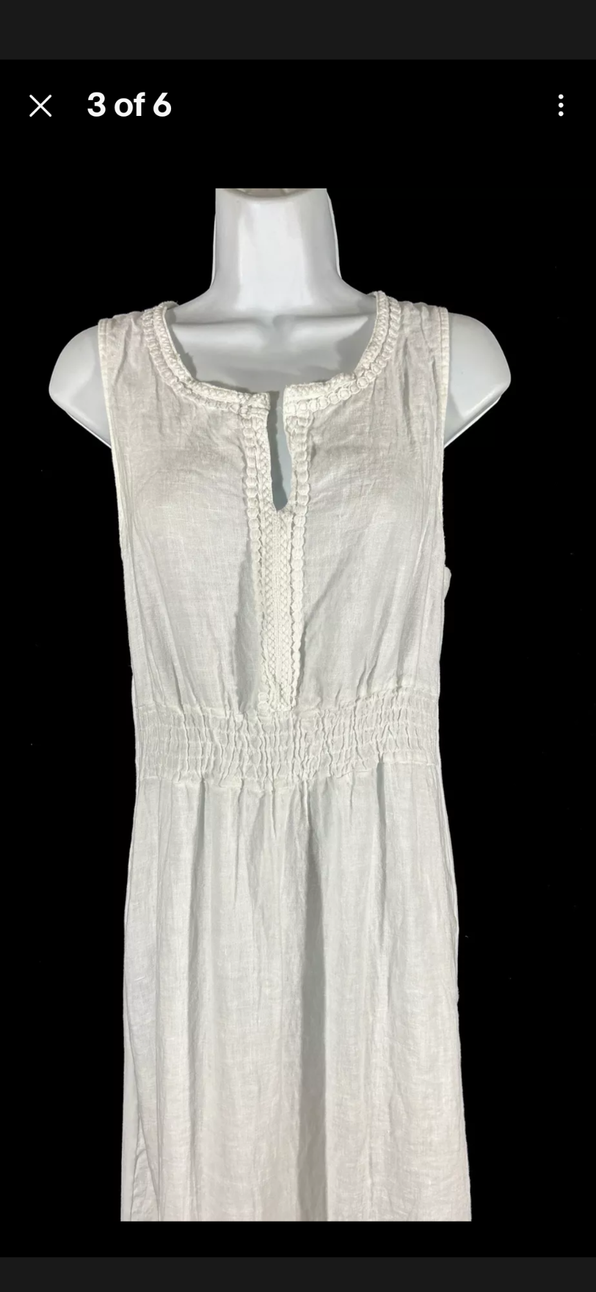 Terzo Millennio Maxi Dress, White Linen Beach Cover Made in Italy. Size L